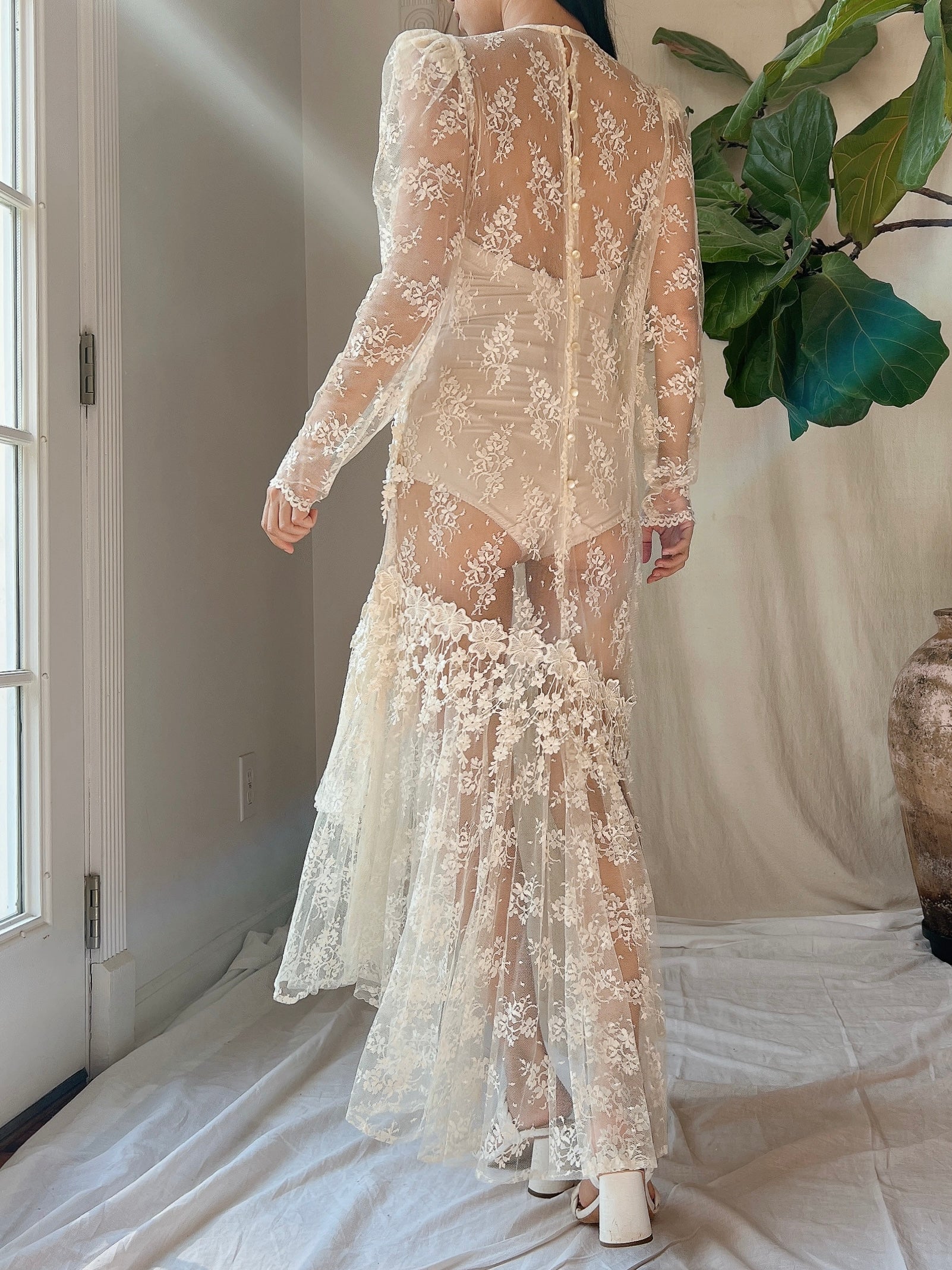 1980s Sheer Lace Dress - M | G O S S A M E R 1980s Sheer Lace Dress - M | G O S S A M E R