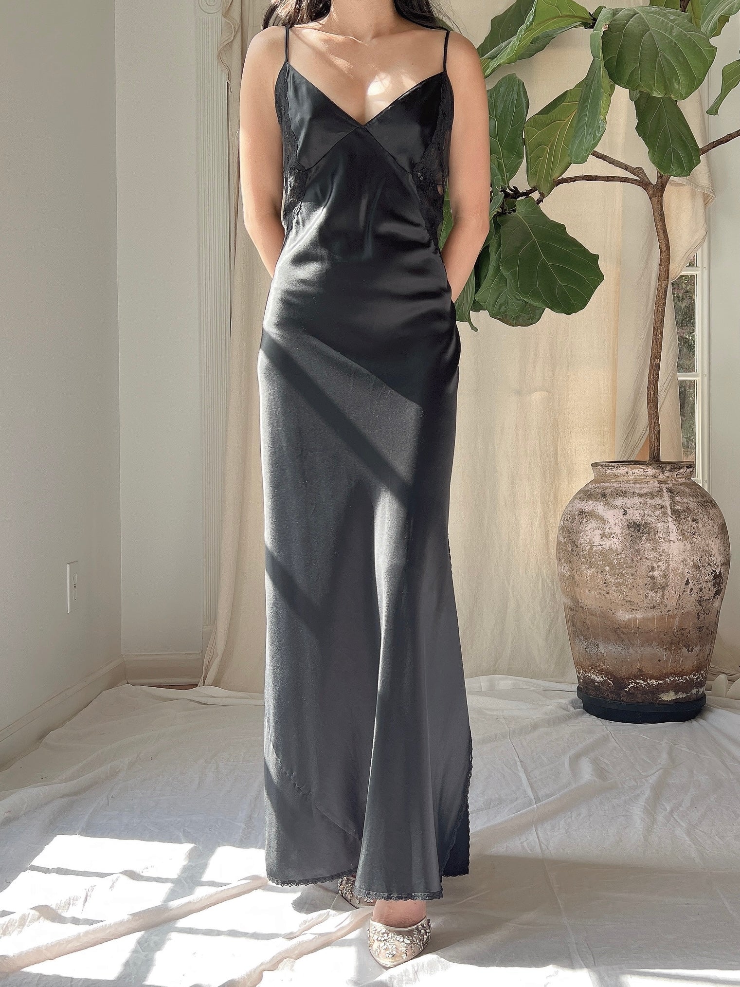 Outfit Black Satin Slips Black Silk Slip Dress Black Silky Long