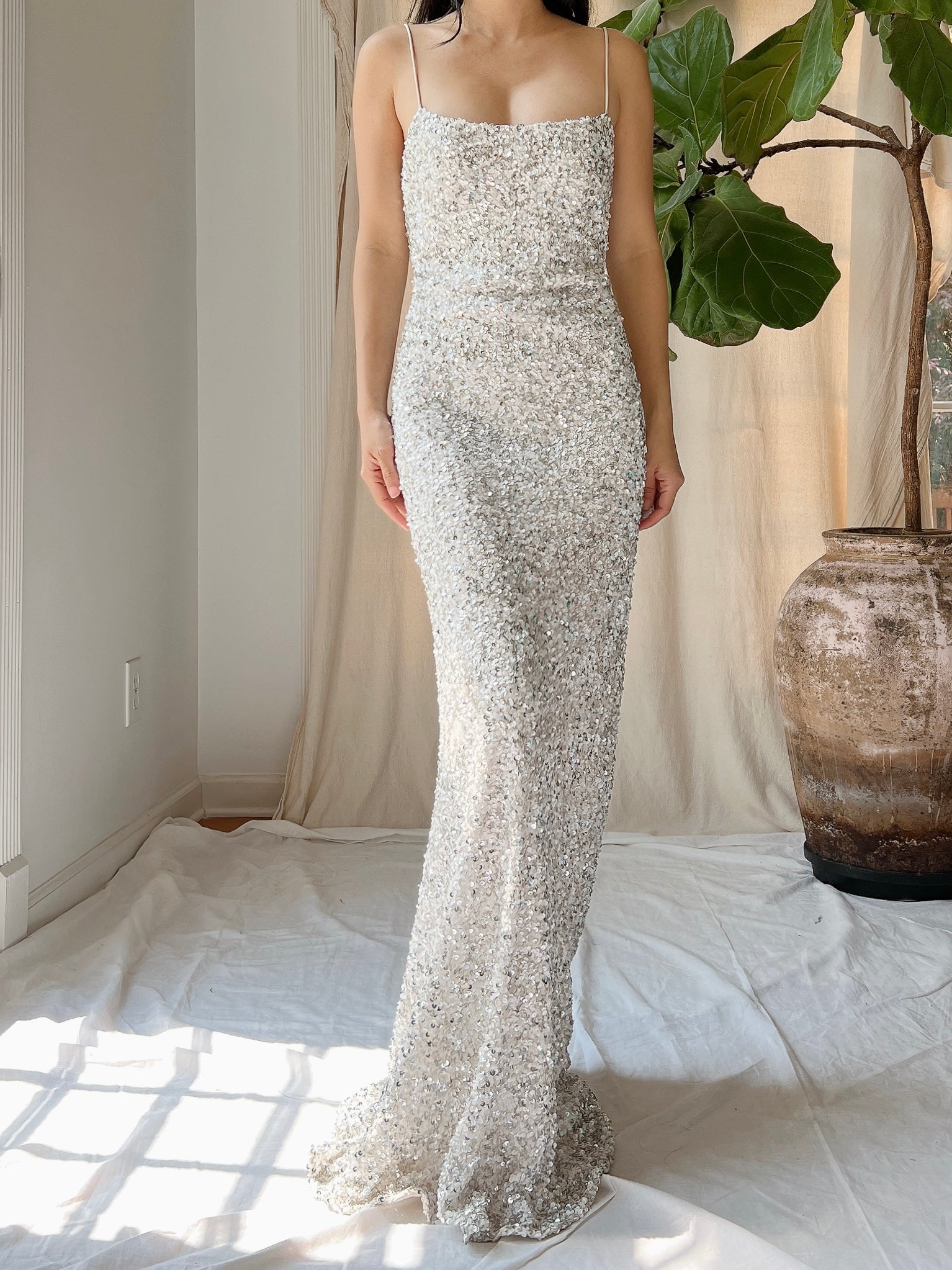 Y2K Silk White/Silver Gown - S | G O S S A M E R Y2K Silk White/Silver Gown - S | G O S S A M E R