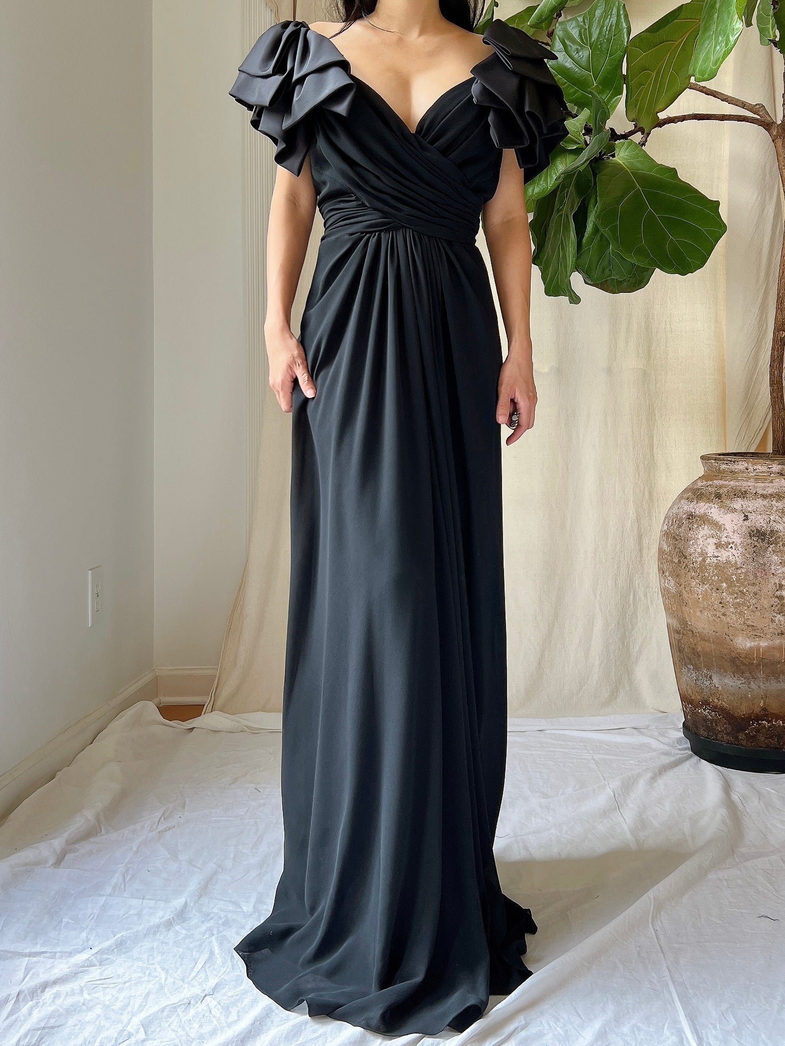 Vintage Draped Rayon Gown - S/M