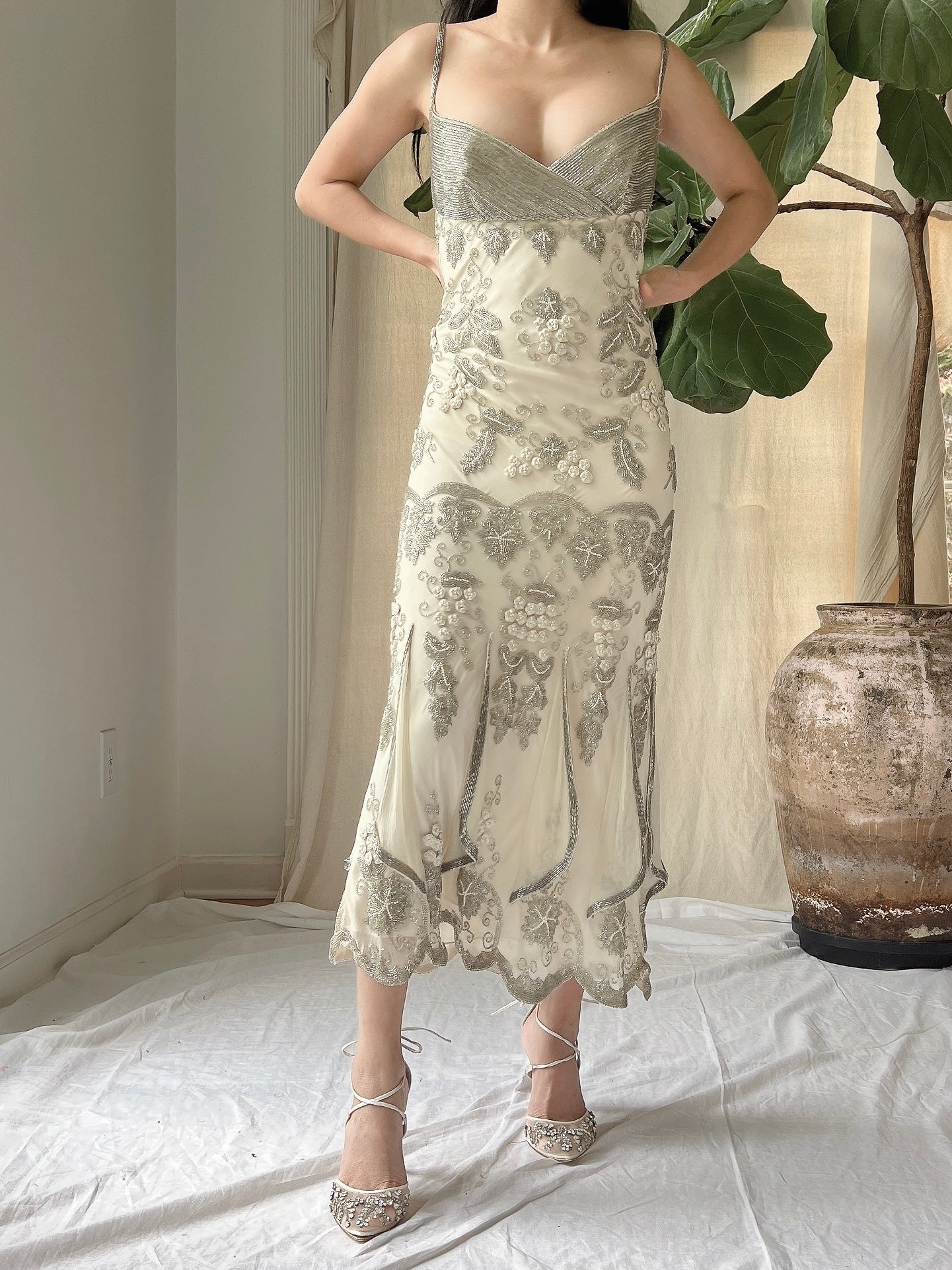 Vintage Silk Beaded Dress - M/L Vintage Silk Beaded Dress - M/L