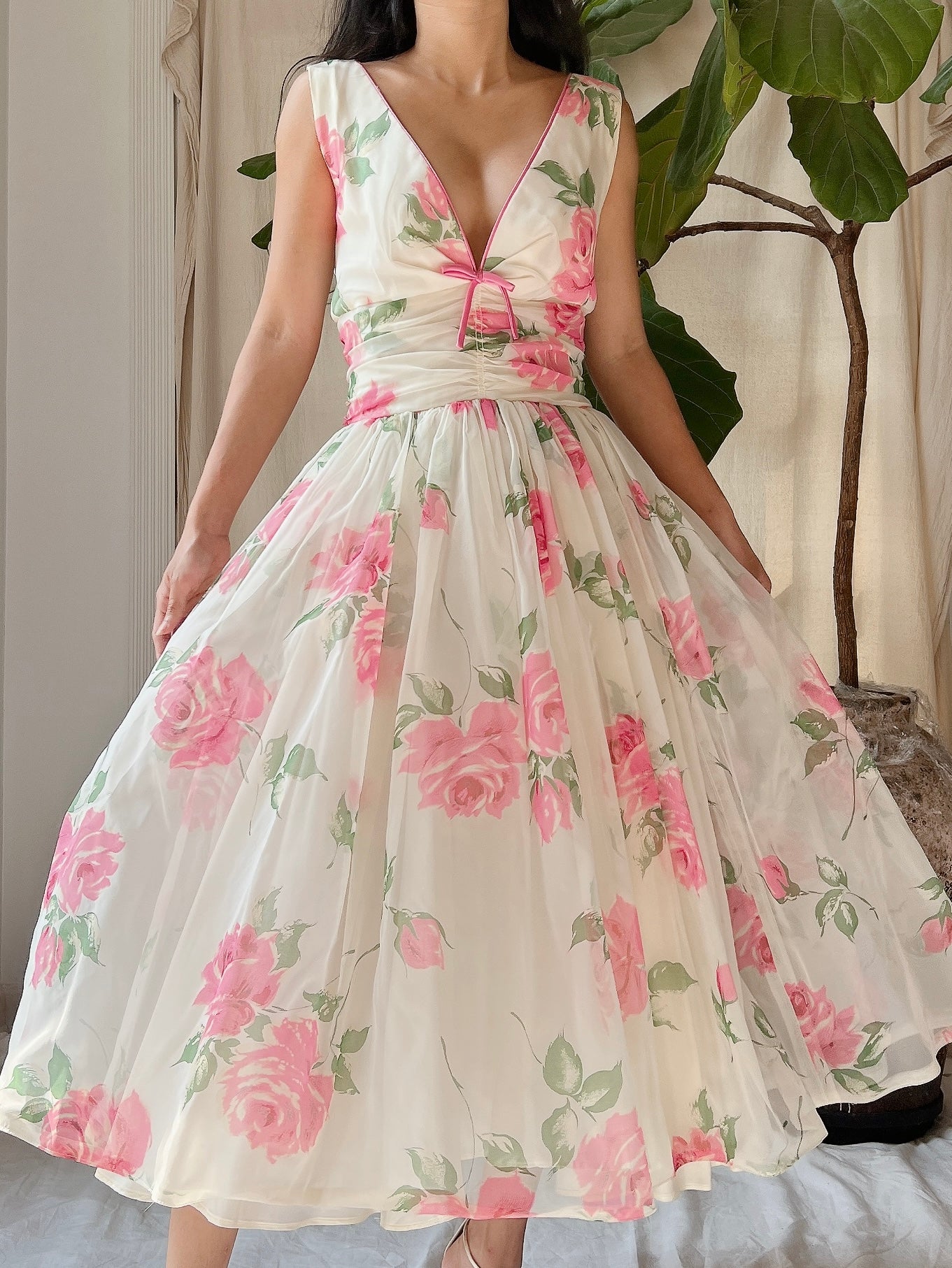 1950s Rose Print Dress - S | G O S S A M E R 1950s Rose Print Dress - S | G O S S A M E R
