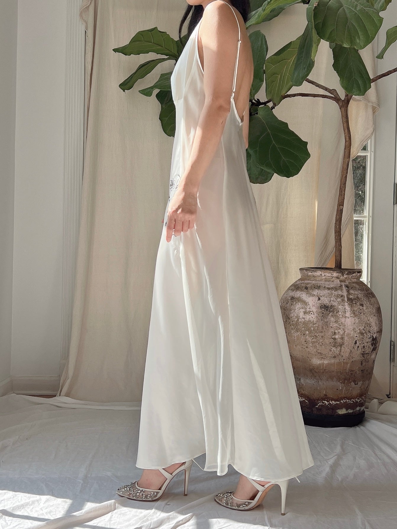 Vintage VS Satin Slip Dress with Embroidery- M | G O S S A M E R Vintage VS Satin Slip Dress with Embroidery- M | G O S S A M E R