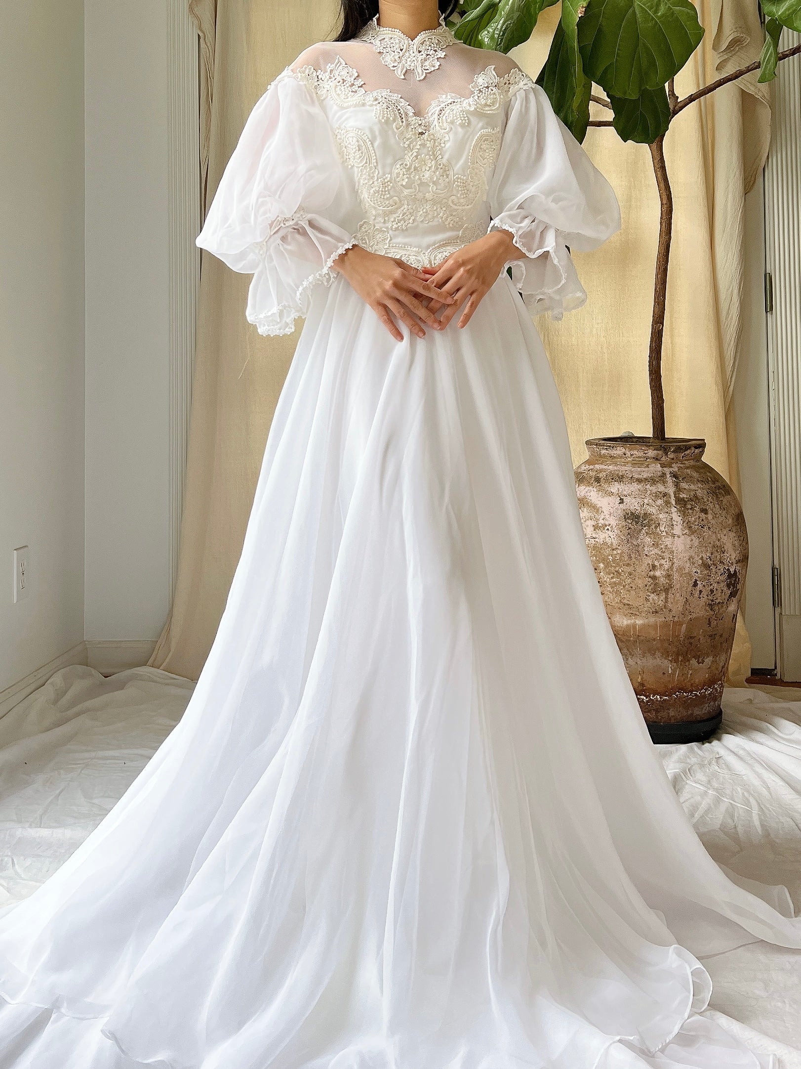 Vintage Puff Sleeve Dress - S Vintage Puff Sleeve Dress - S