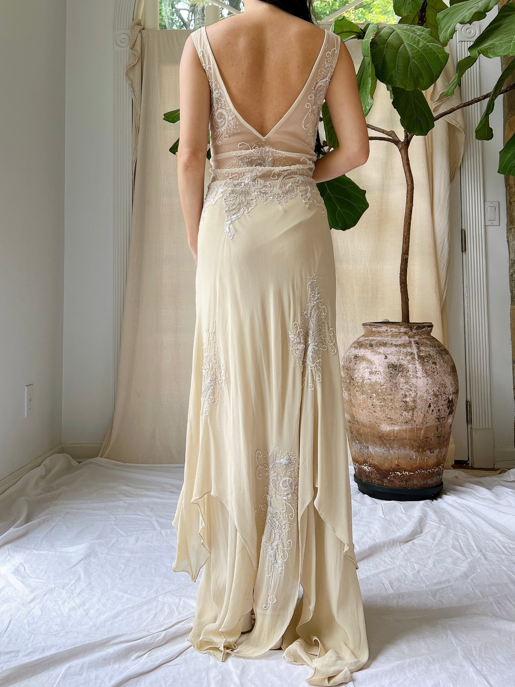 handkerchief silk dress Handkerchief Hem Satin Dress Large / Espresso