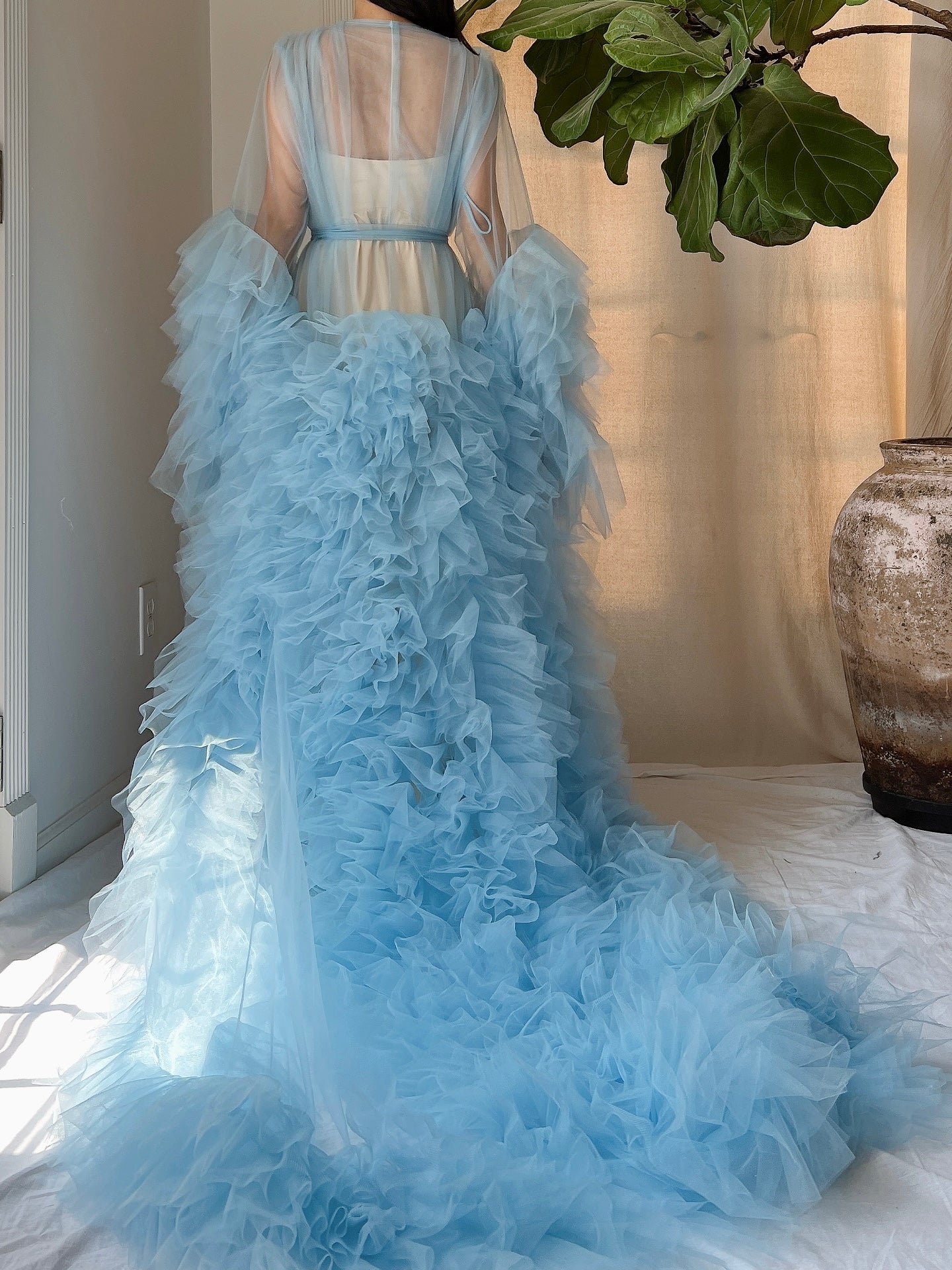 Light Blue Tulle Ruffle Dressing Gown - OSFM Light Blue Tulle Ruffle Dressing Gown - OSFM