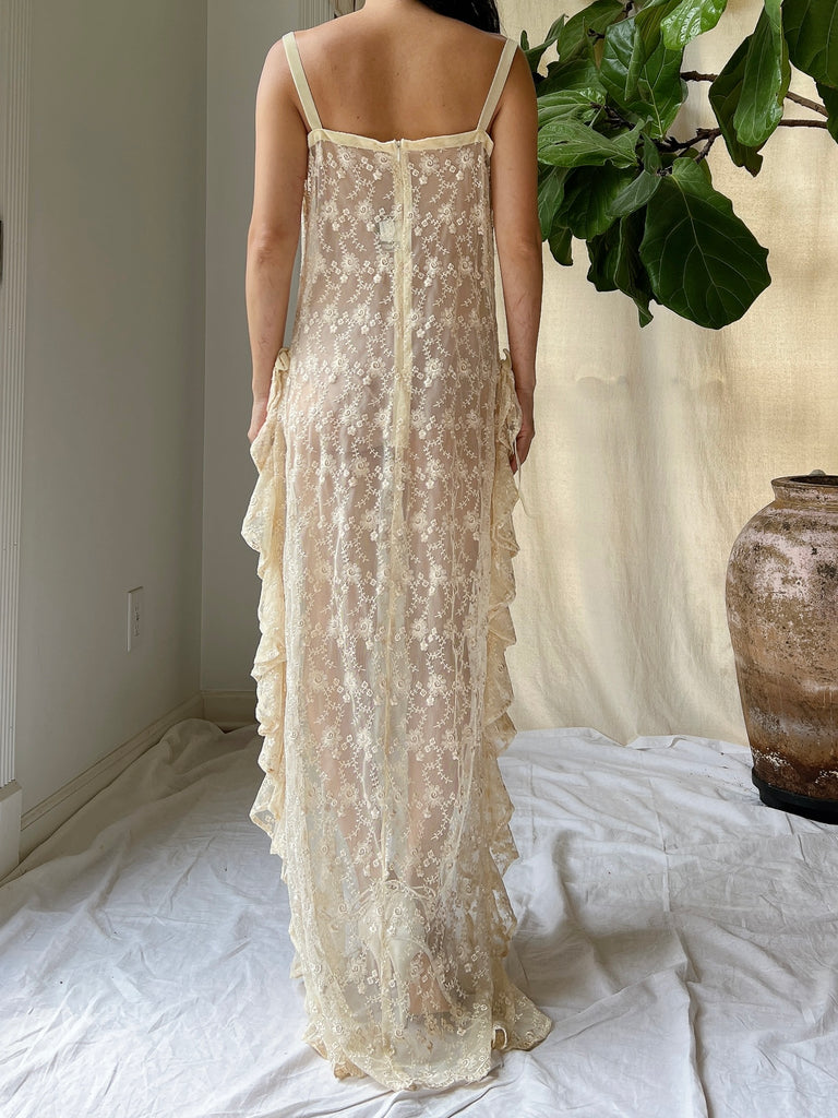 Sheer Ruffles Garments Vintage Sheer Ruffle Dress - M | G O S S A M E R