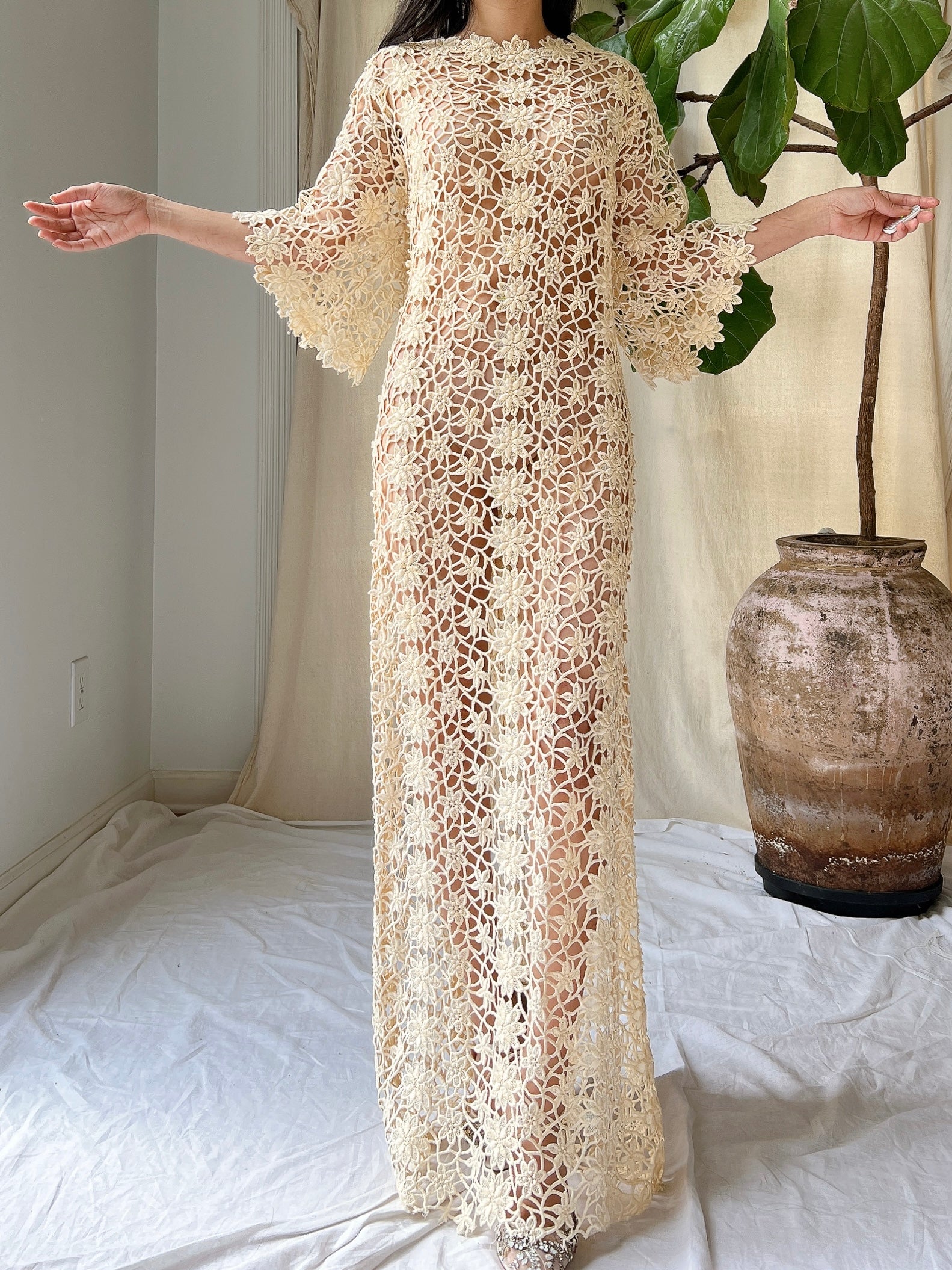 crochet sheer dress Sugar Thrillz Sheer Crochet Cutout Mini Dress