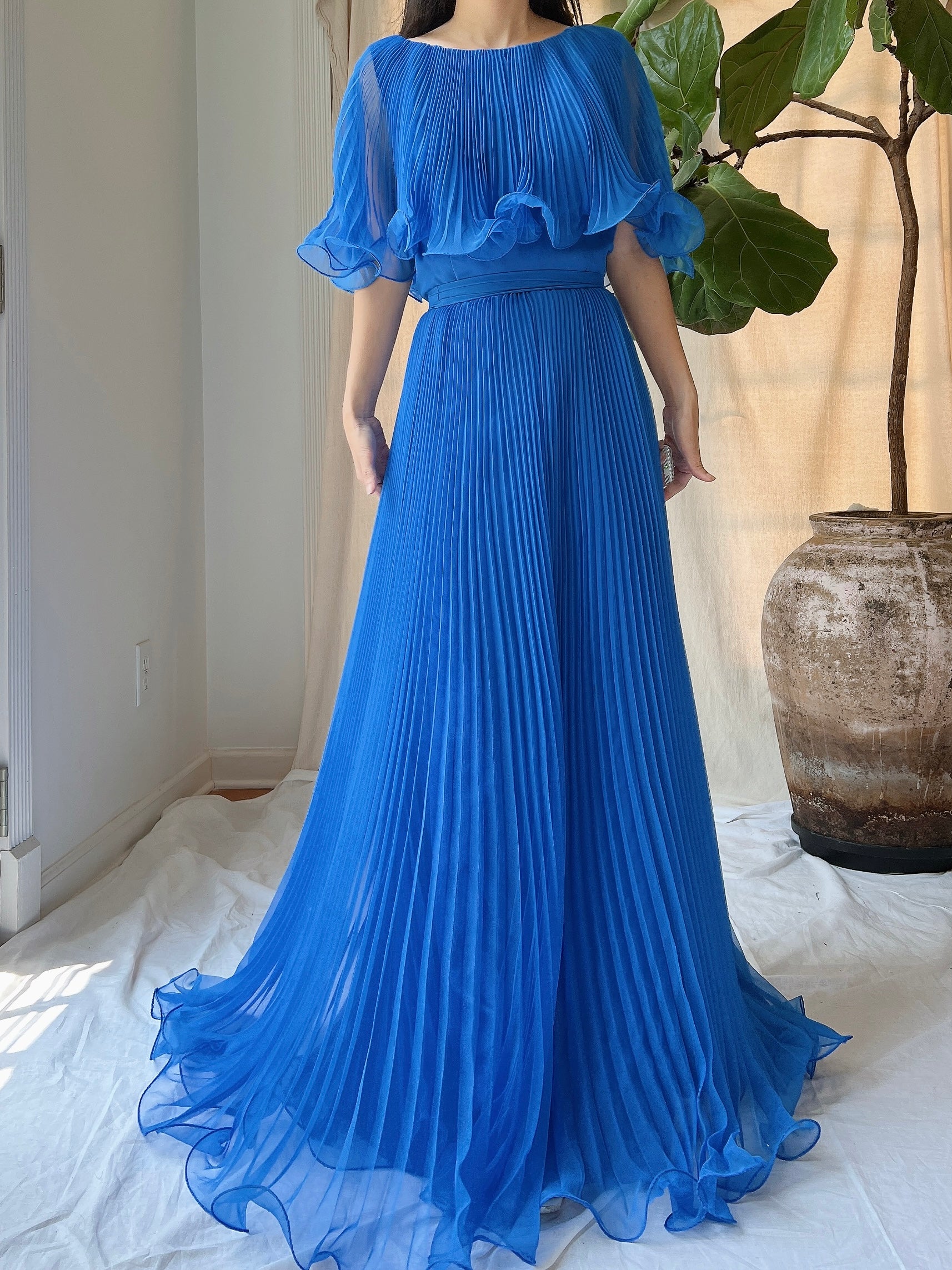 Vintage Chiffon Pleated Dress - S | G O S S A M E R Vintage Chiffon Pleated Dress - S | G O S S A M E R
