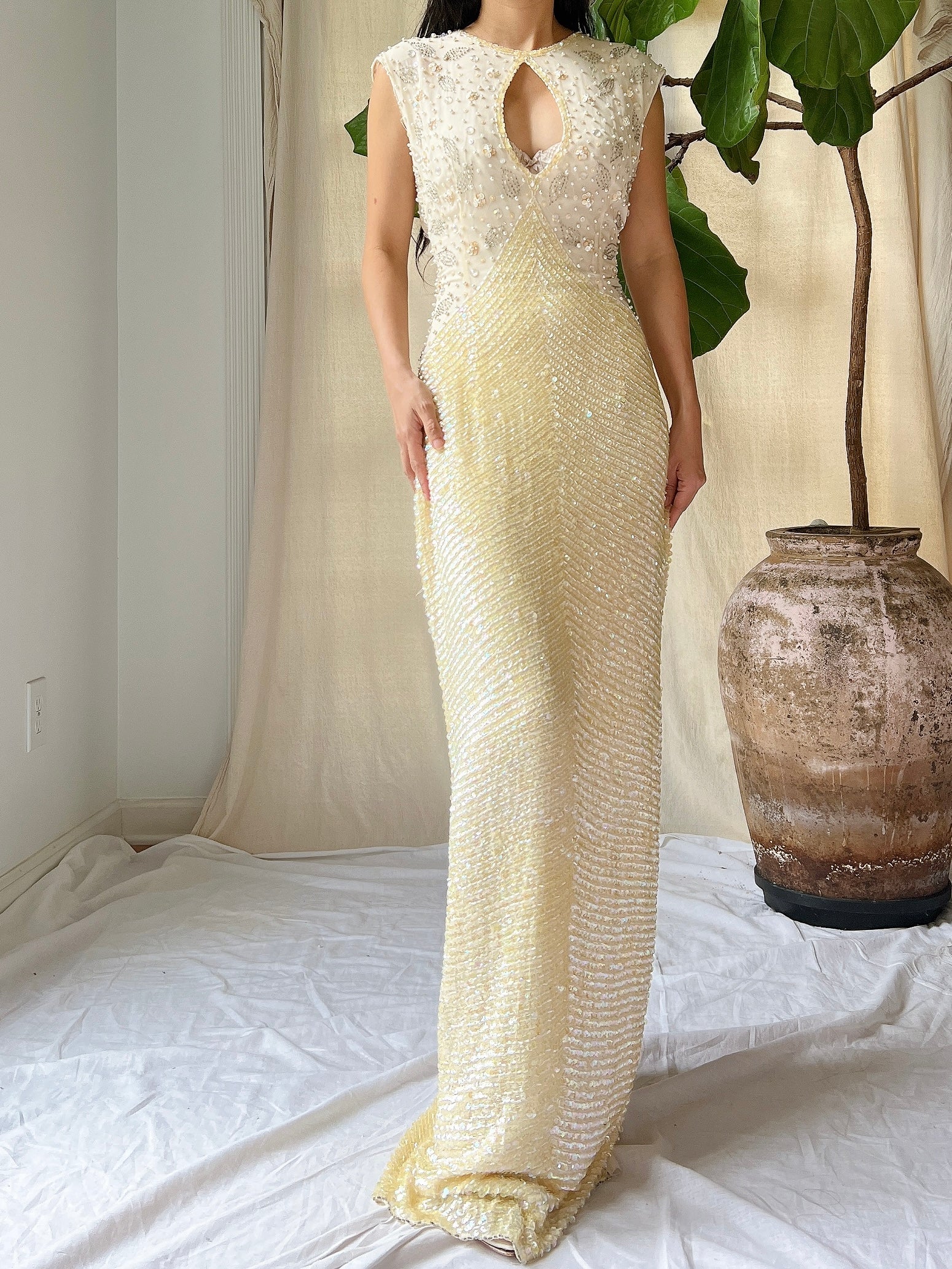 1980s Silk Beaded Gown - M/8