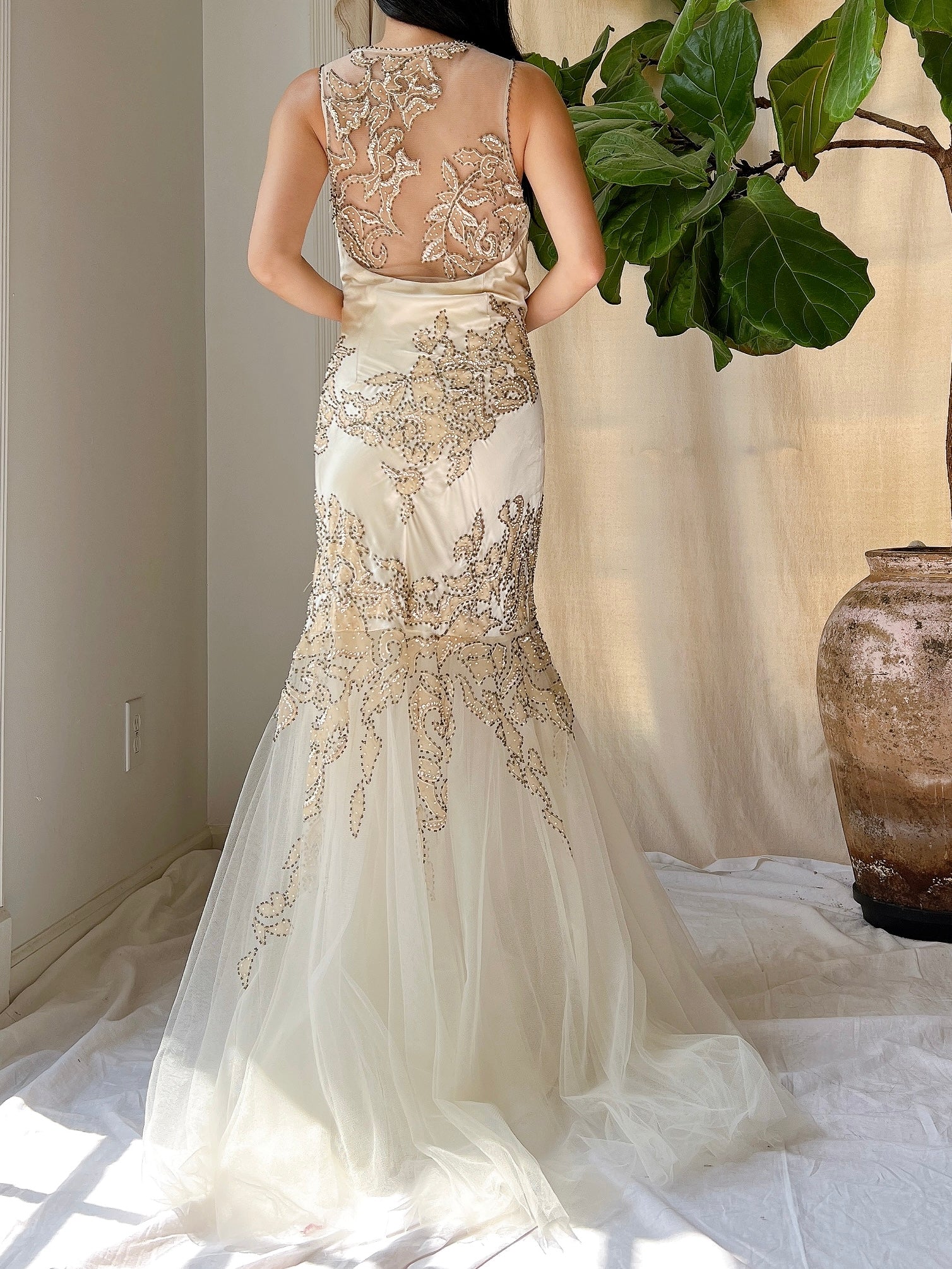 Y2K Silk Beaded Embroidered Gown - M | G O S S A M E R Y2K Silk Beaded Embroidered Gown - M | G O S S A M E R