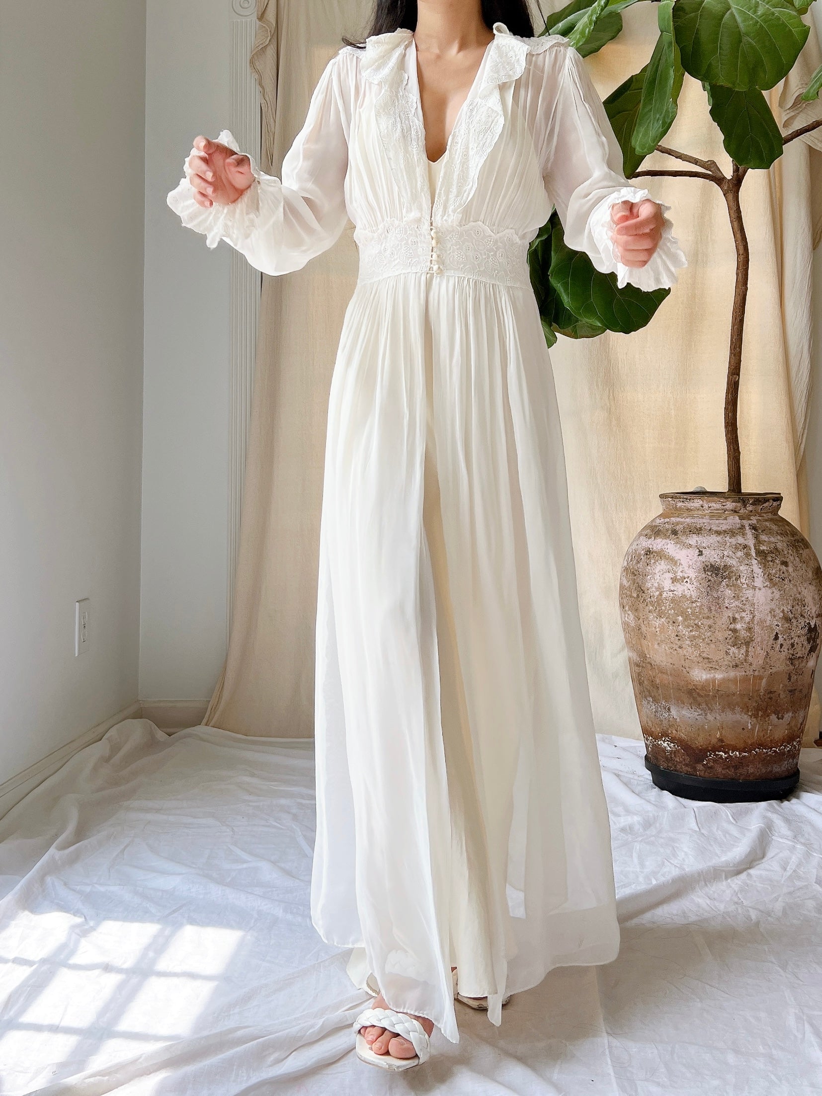 1940s Chiffon Dressing Gown - S