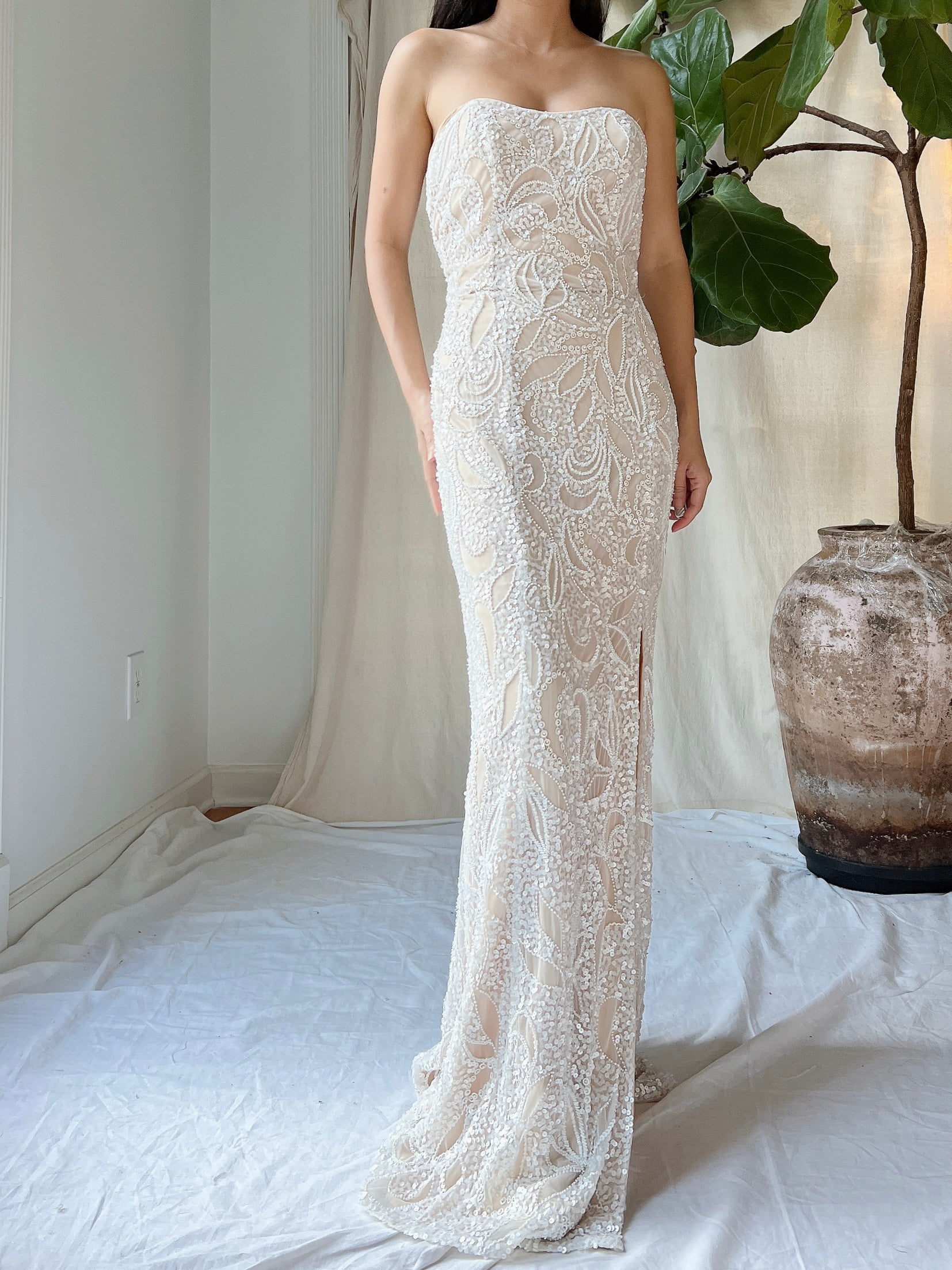Y2K Ivory/Nude Beaded Gown - S Y2K Ivory/Nude Beaded Gown - S