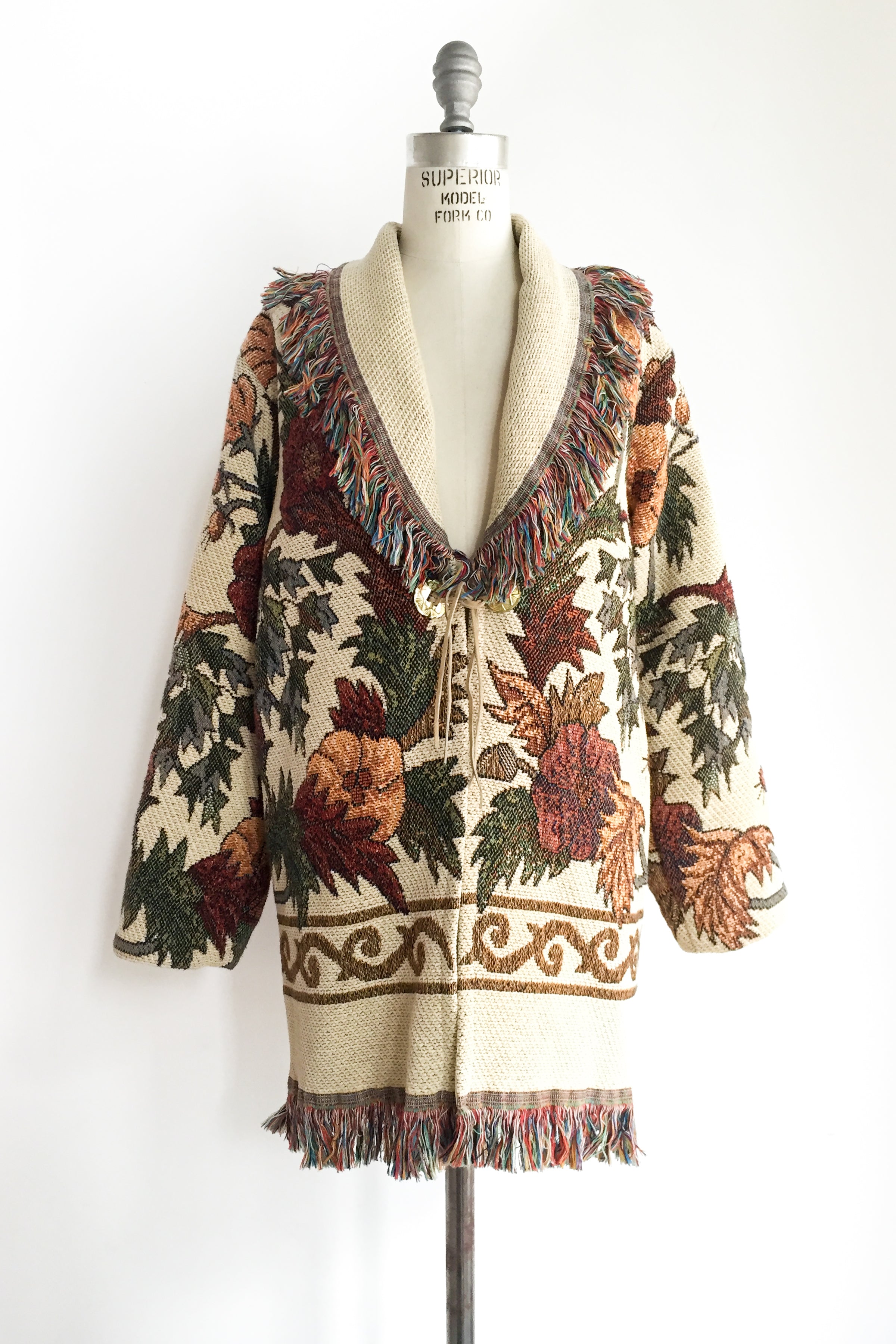 1970s Knitted Tapestry Coat - M/L