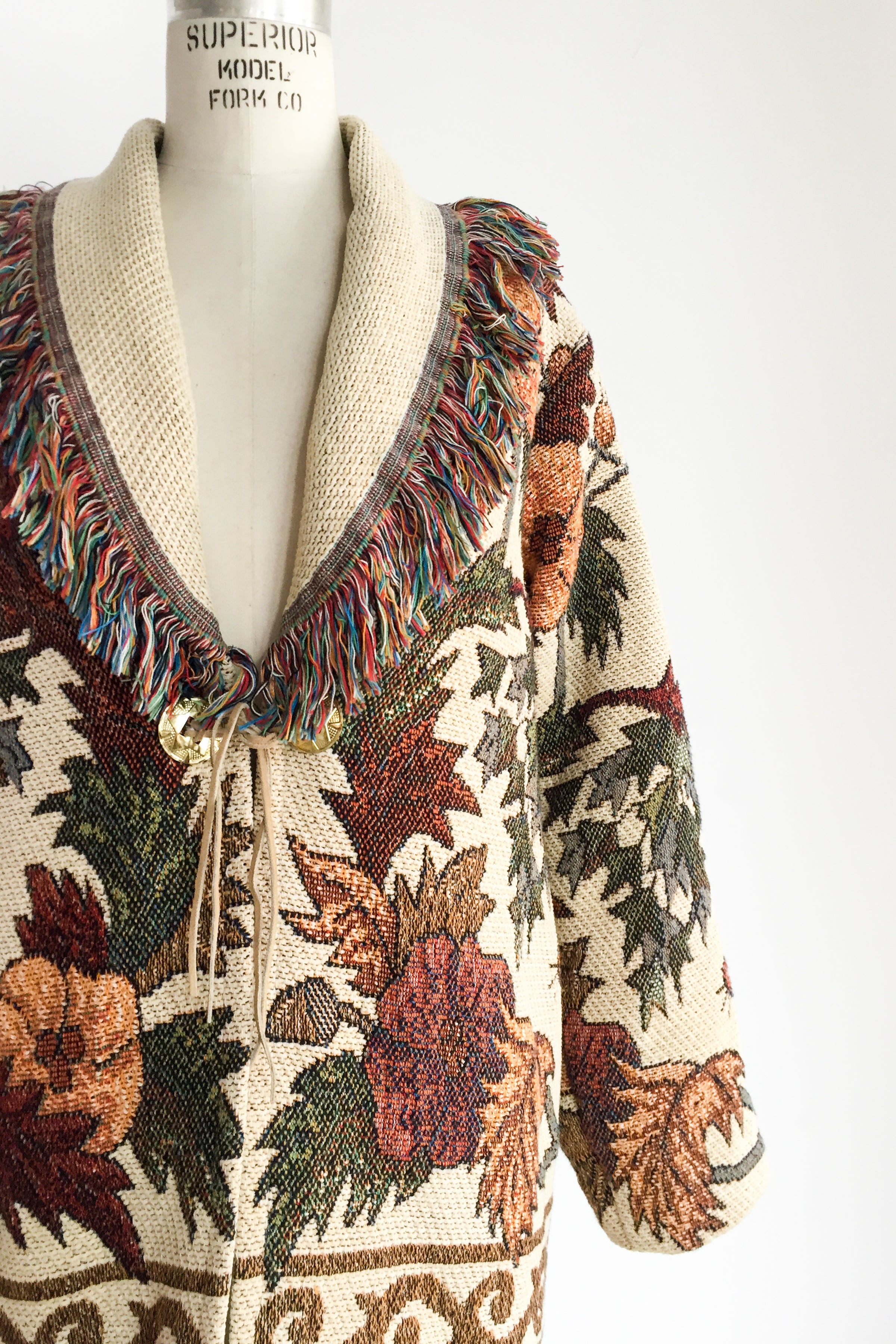 1970s Knitted Tapestry Coat - M/L
