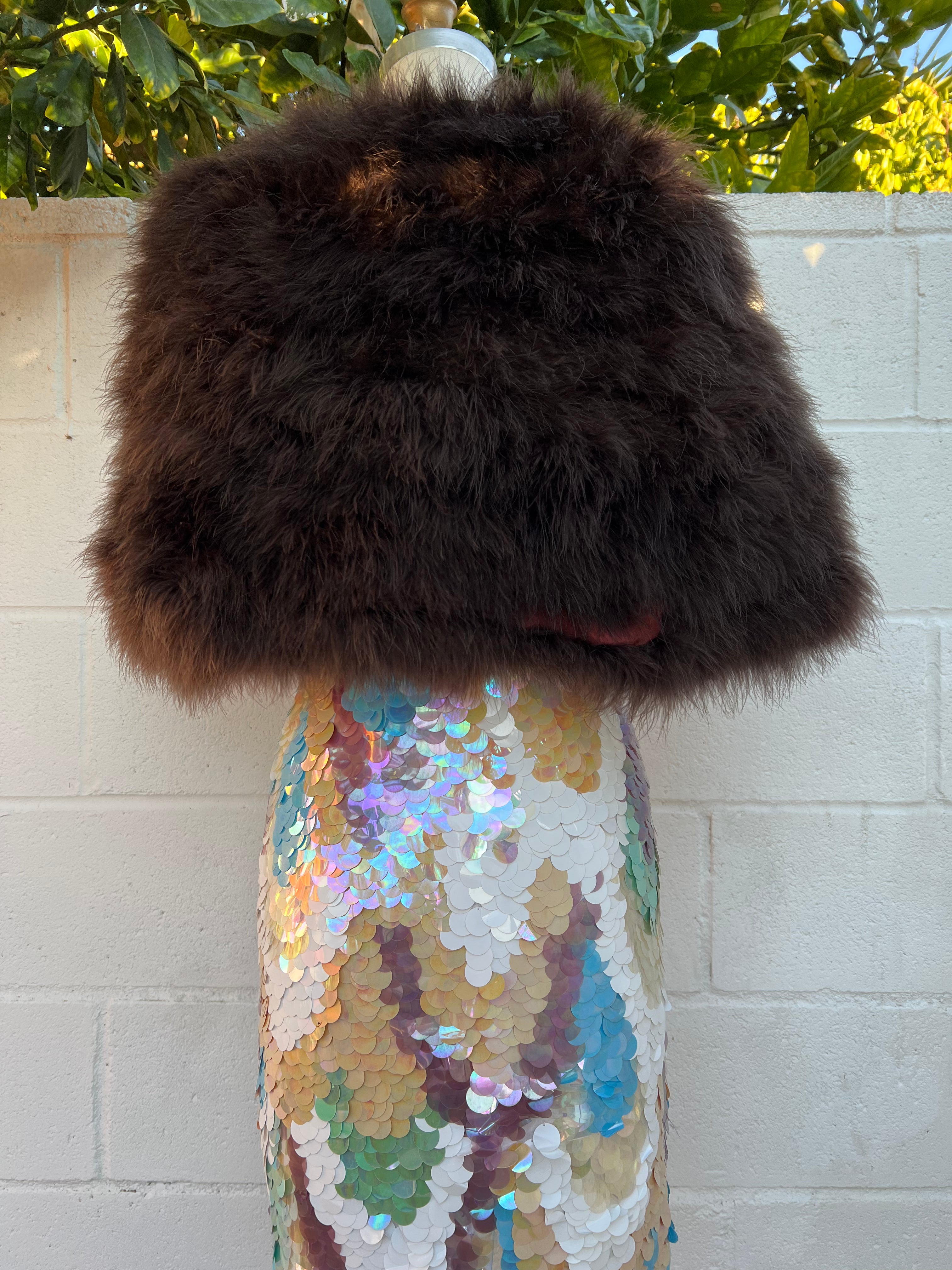 Vintage Brown Feather Cape - OSFM