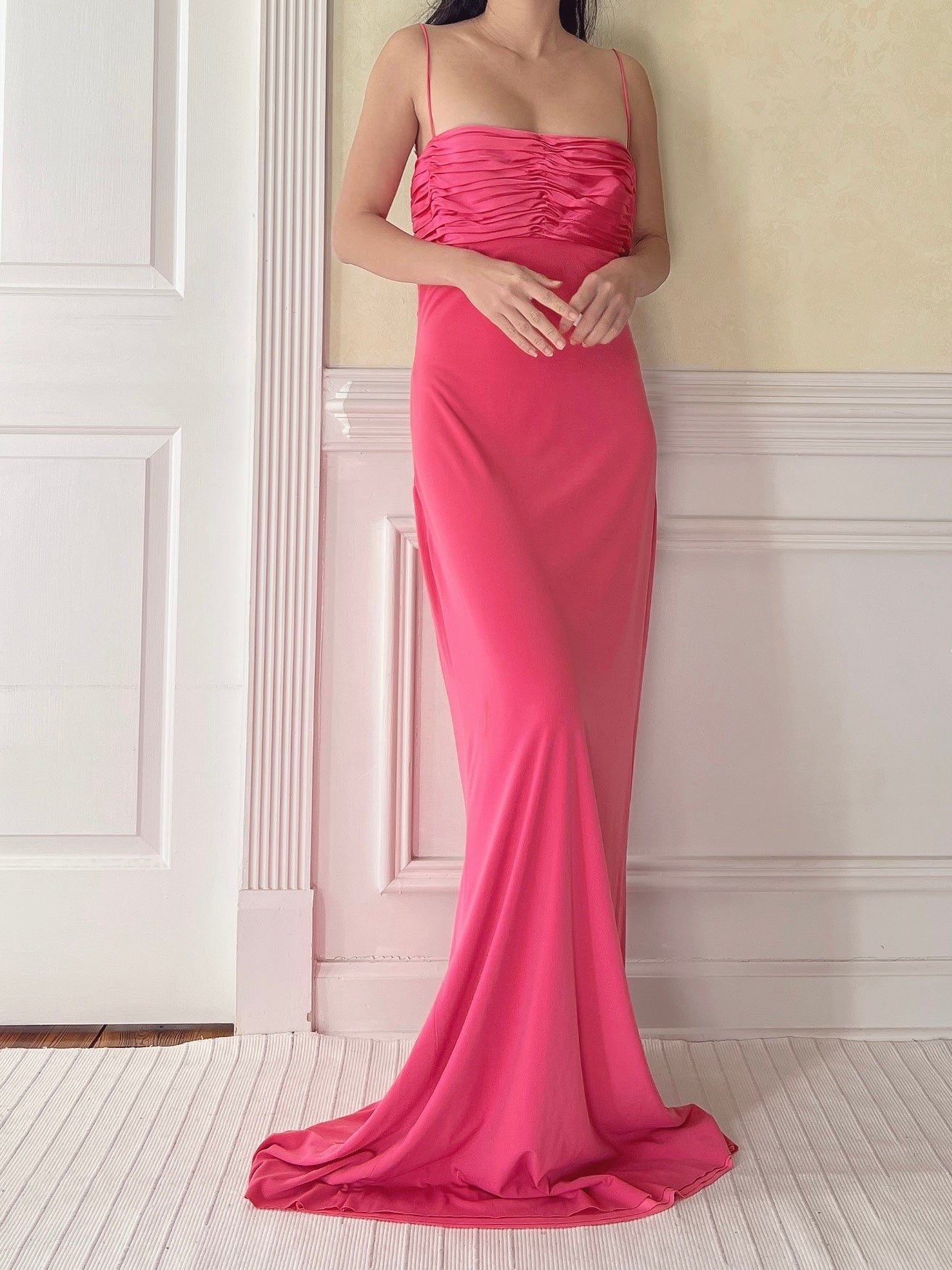 Vintage Hot Pink Jersey Dress - M