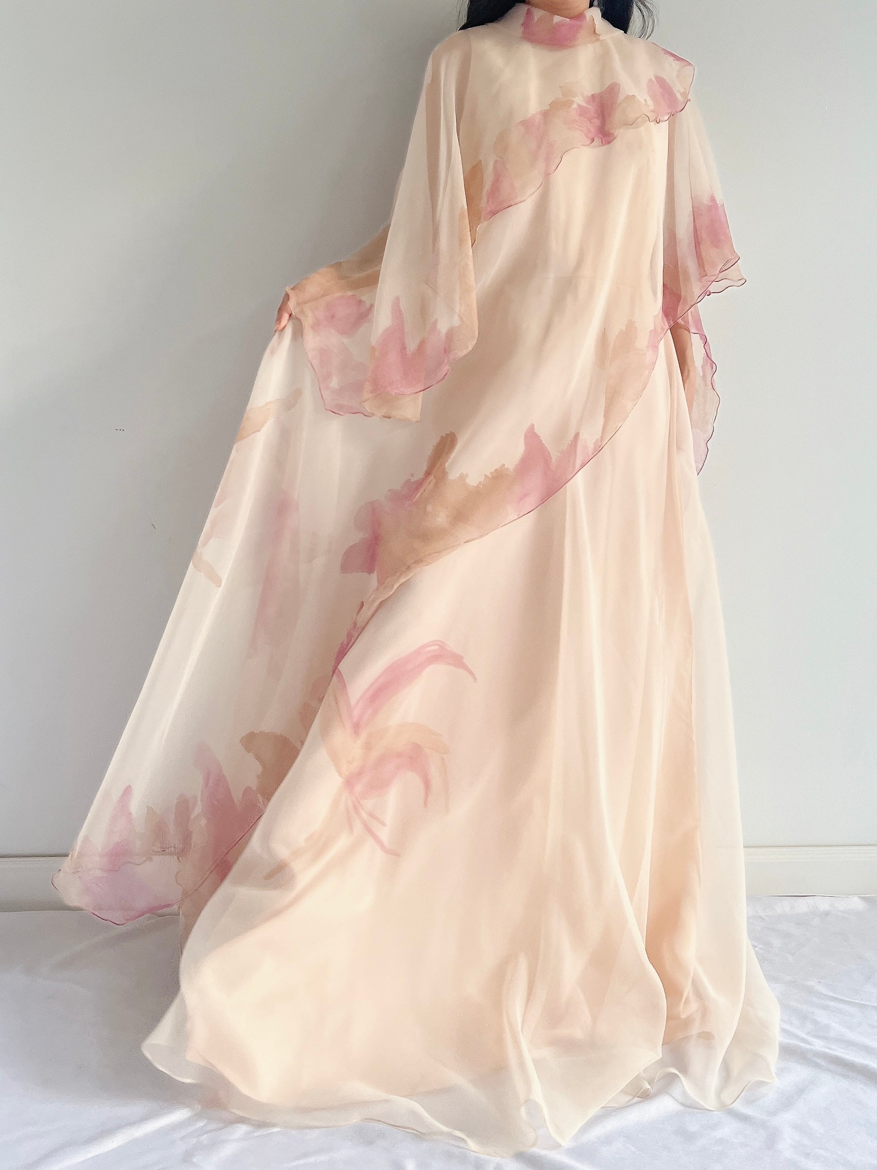 Vintage Chiffon Watercolor Gown - M