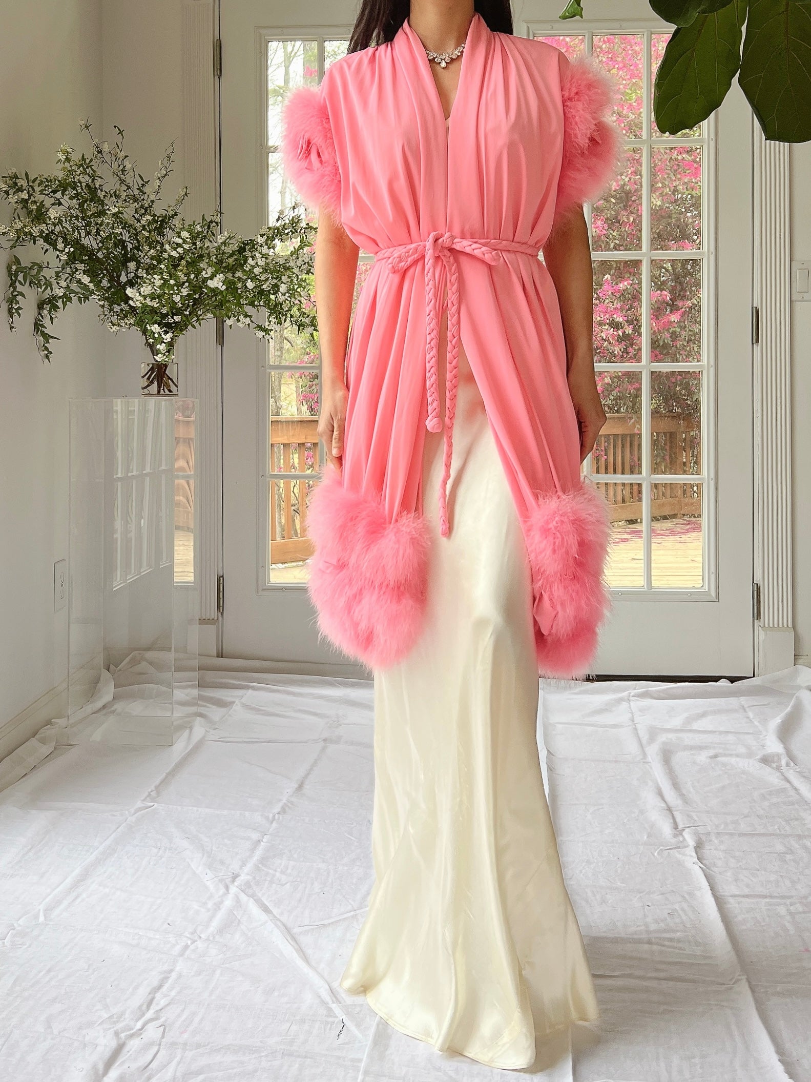 1960s I. Magnin Pink Feather Duster - OSFM