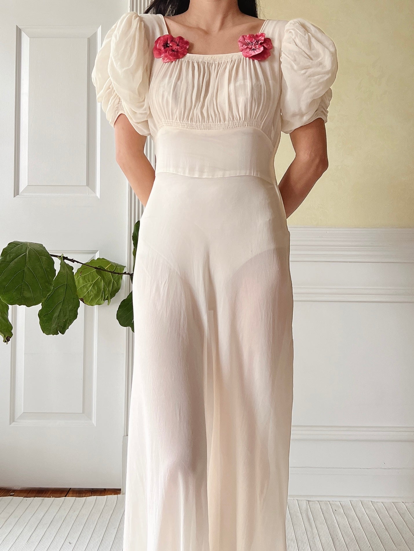 1940s Silk Chiffon Gown - XS