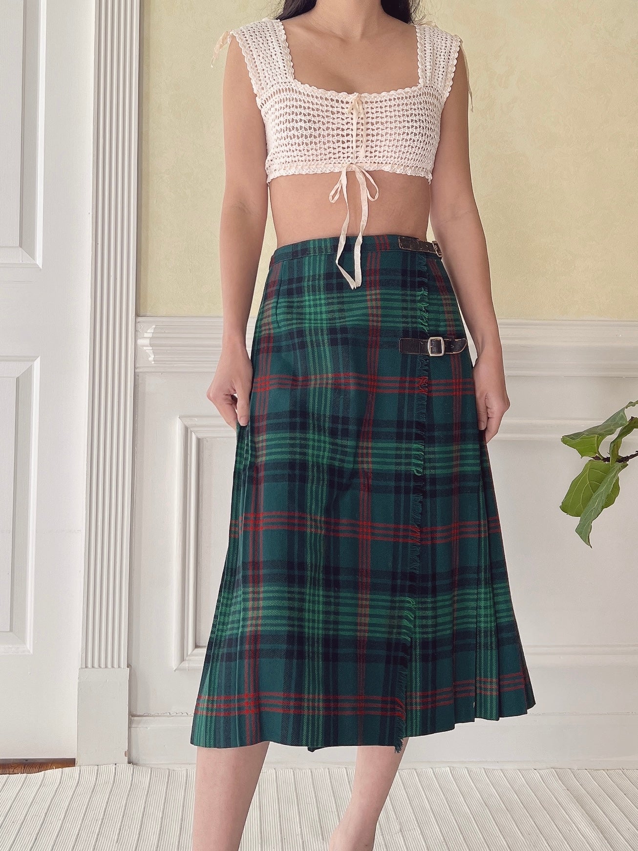 Vintage Wool Plaid Skirt - XS