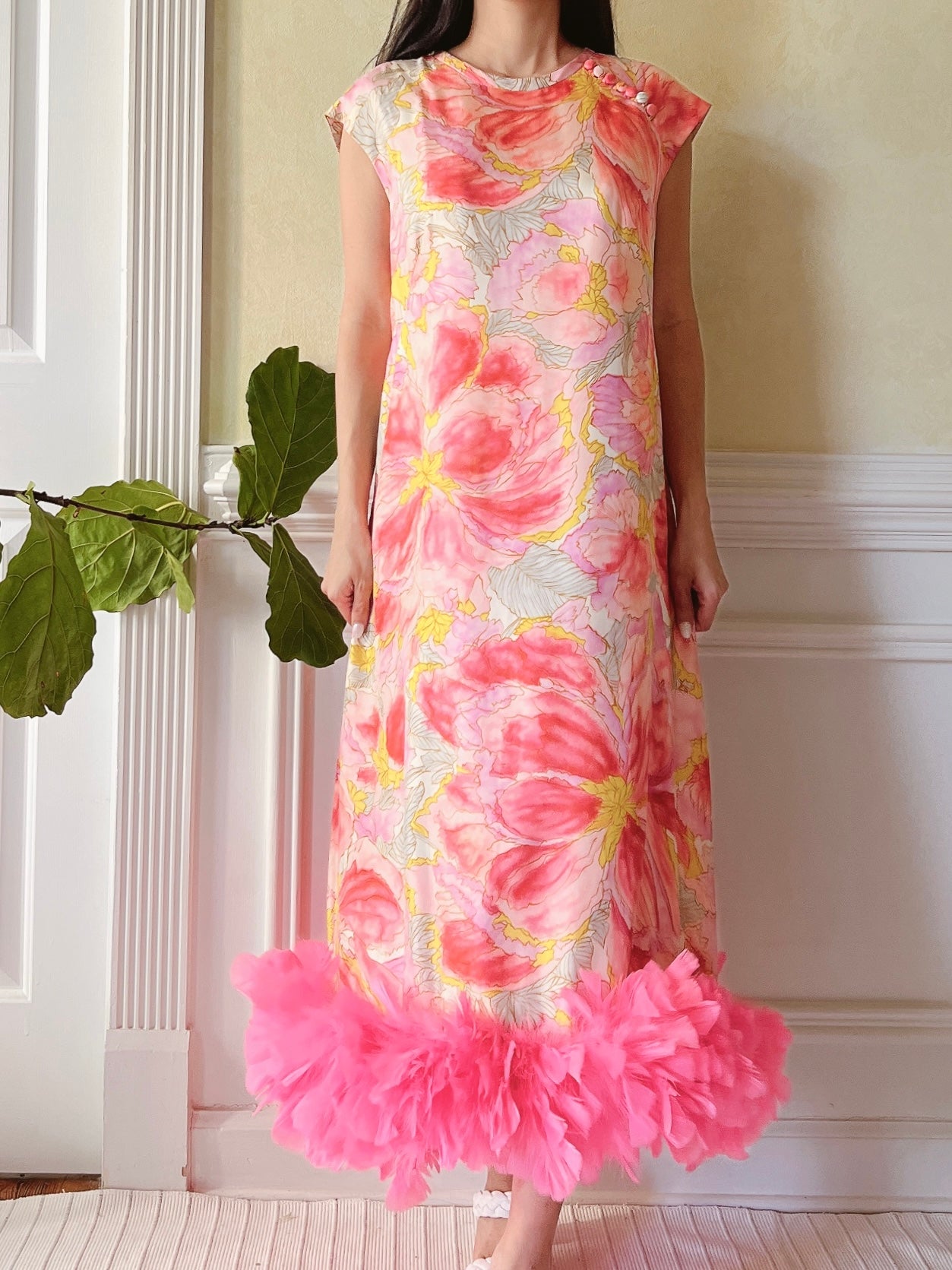 1960s Silk Watercolor Dress  - M/L