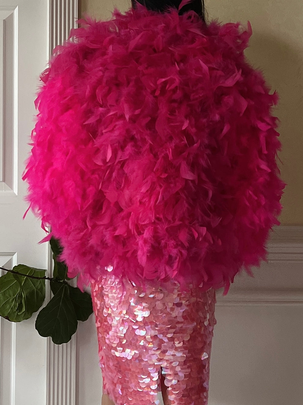 Vintage Hot Pink Feather Jacket - M