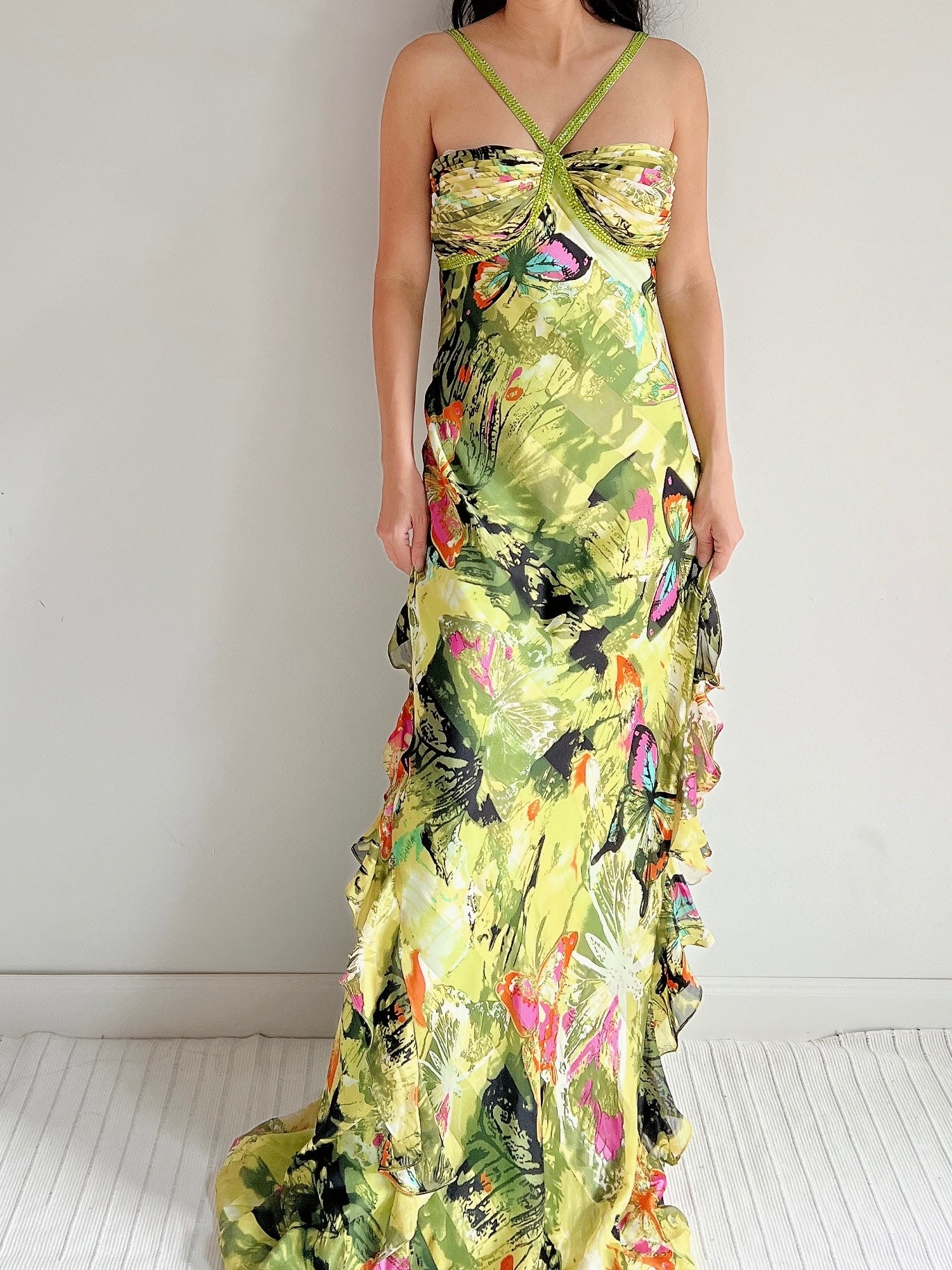Y2K Silk Halter Butterfly Gown - M | G O S S A M E R Y2K Silk Halter Butterfly Gown - M | G O S S A M E R