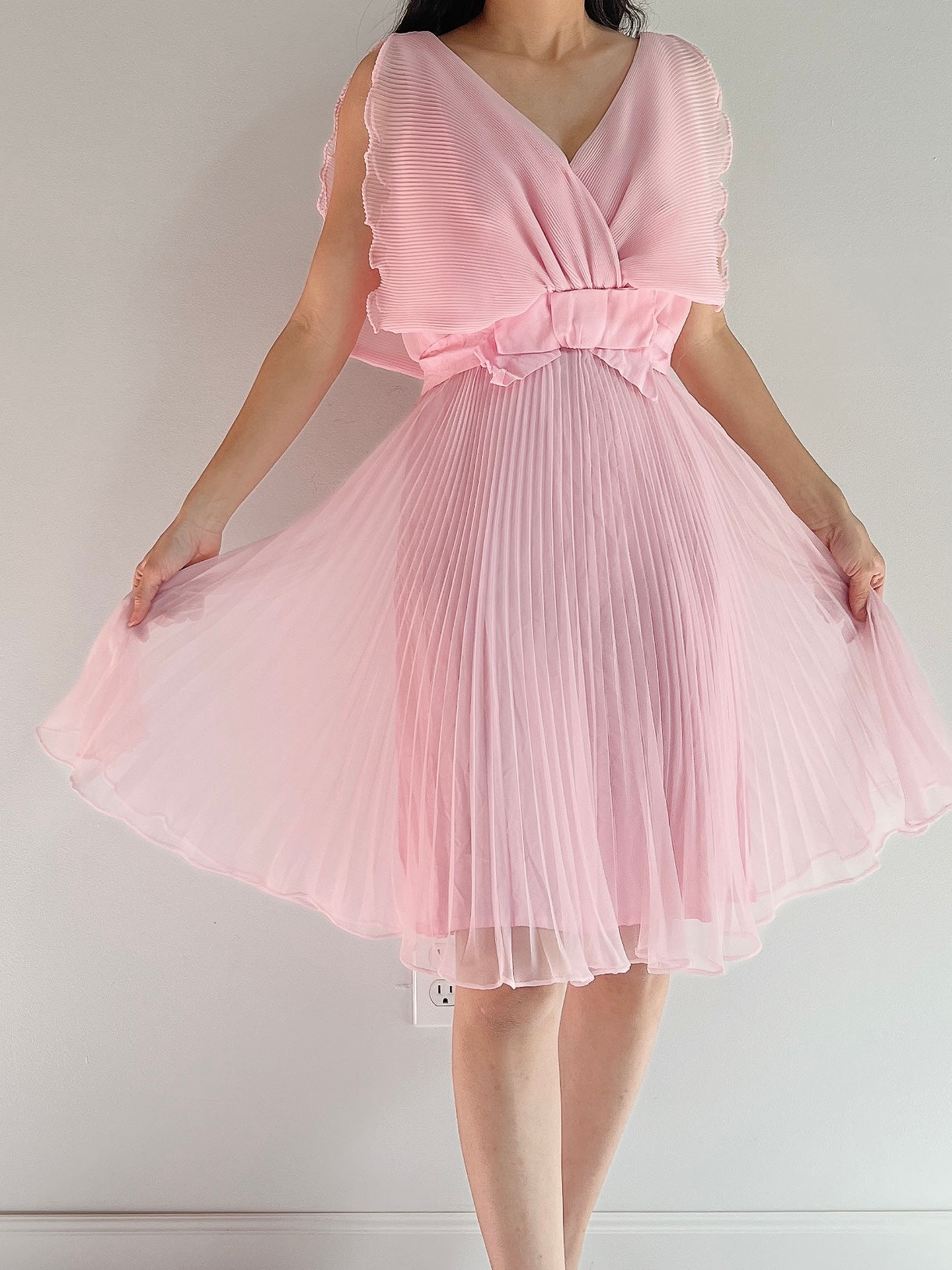 1960s Pleated Chiffon Dress - S | G O S S A M E R 1960s Pleated Chiffon Dress - S | G O S S A M E R