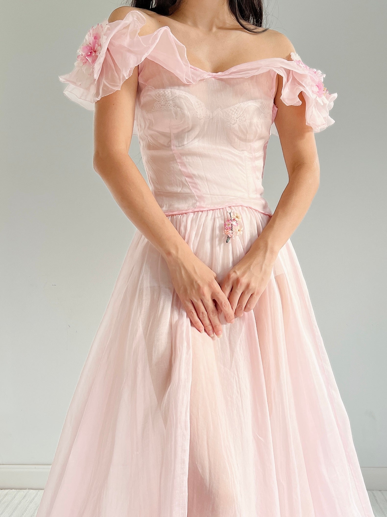1930s Pink Organdy Dress - XXS