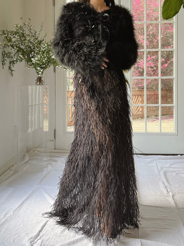 Vintage Sheer Ostrich Feather Skirt - S-M