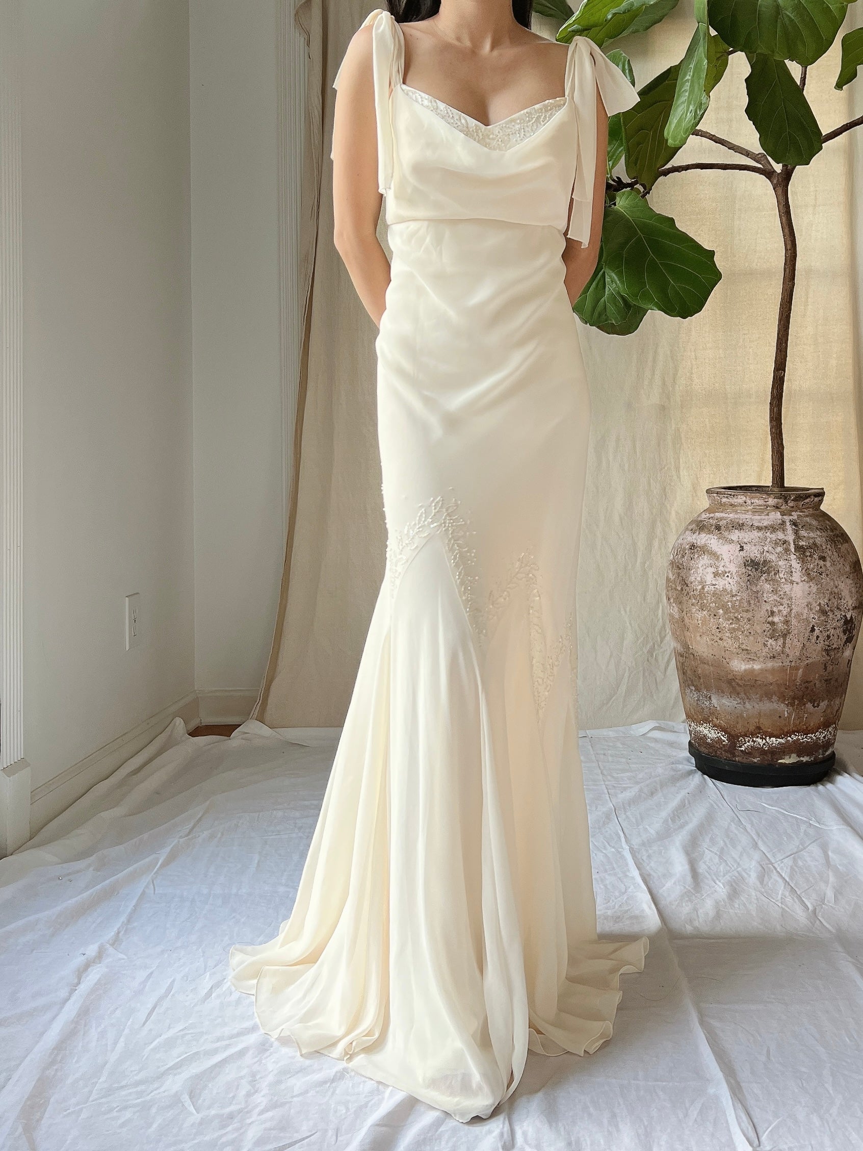 Vintage Chiffon Bias Cut Dress - S/M (4-6)