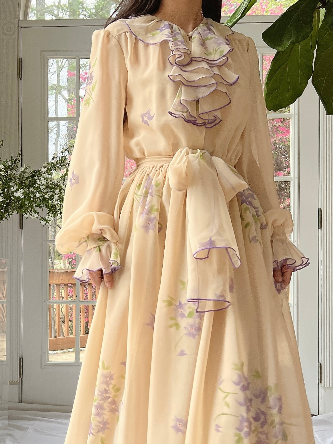 Vintage Victor Costa Stenciled Chiffon Dress - M/L