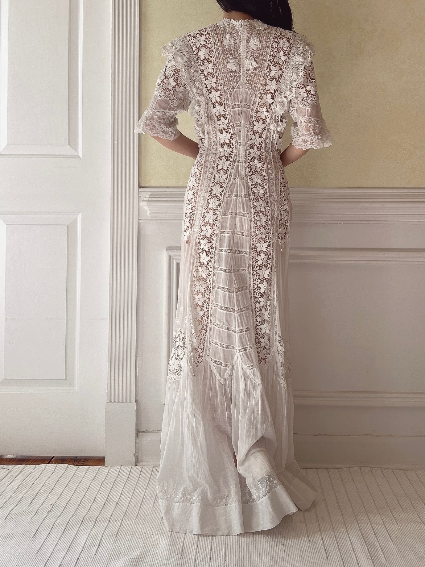Antique Silk/Cotton Batiste Dress - S