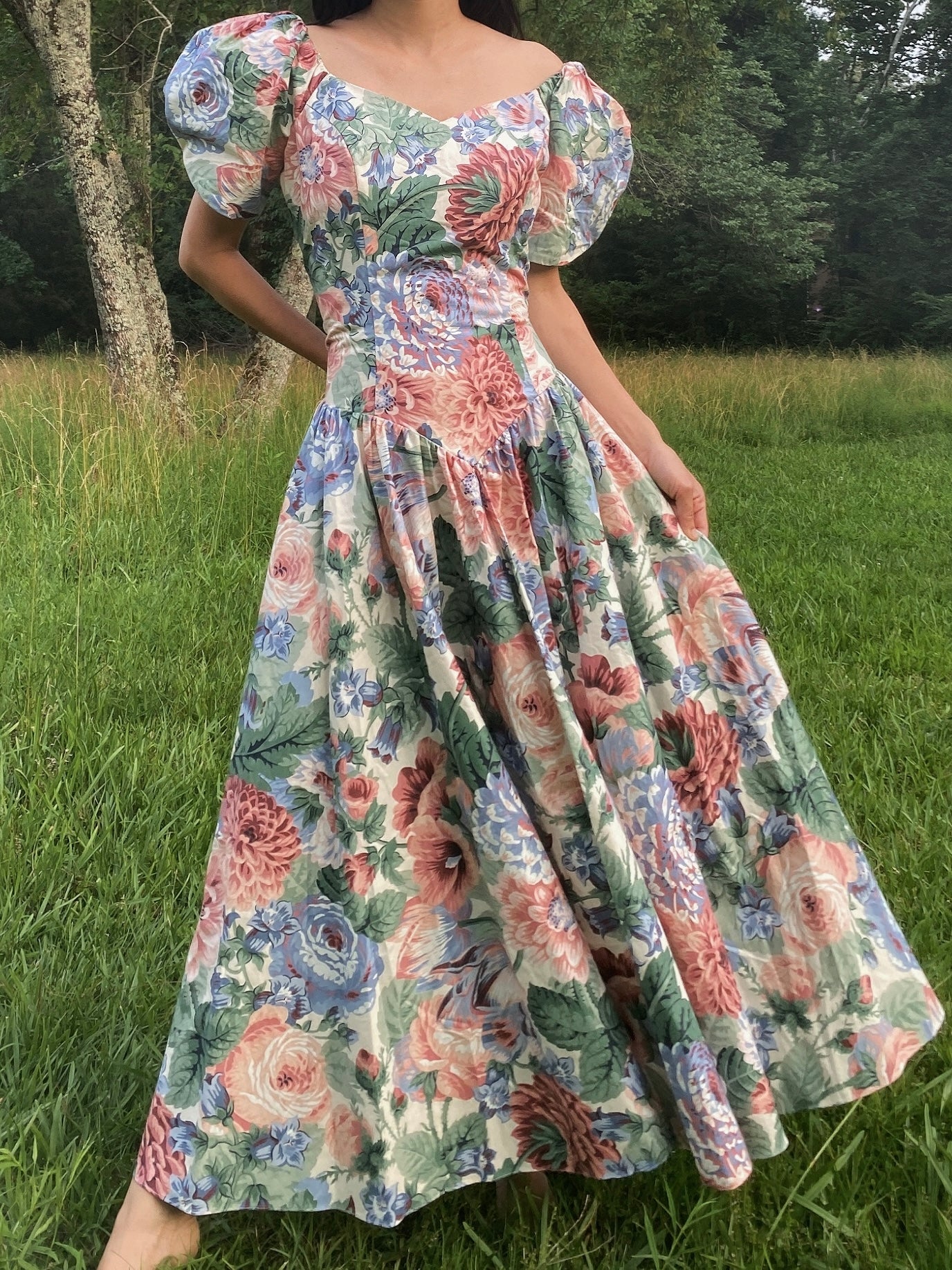 1980s Floral Cotton Dress - S/M | G O S S A M E R 1980s Floral Cotton Dress - S/M | G O S S A M E R