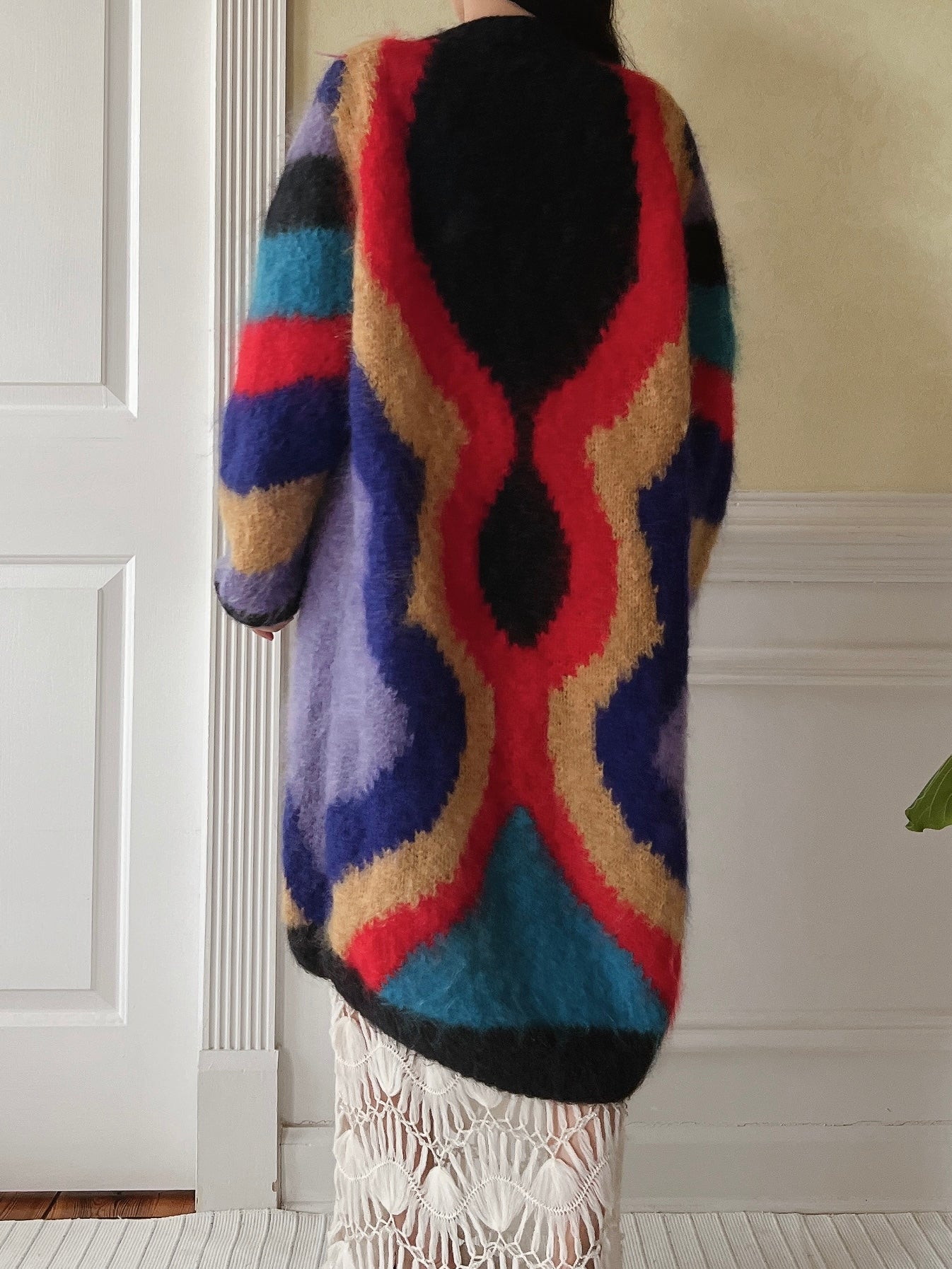 Vintage Mohair Abstract Color Duster - L