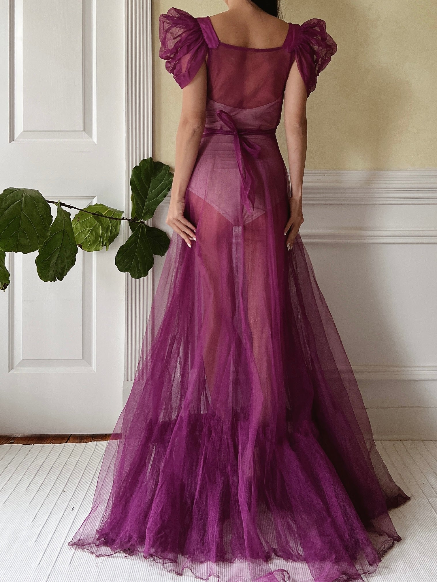 1940s Purple Net Tulle Gown - XS