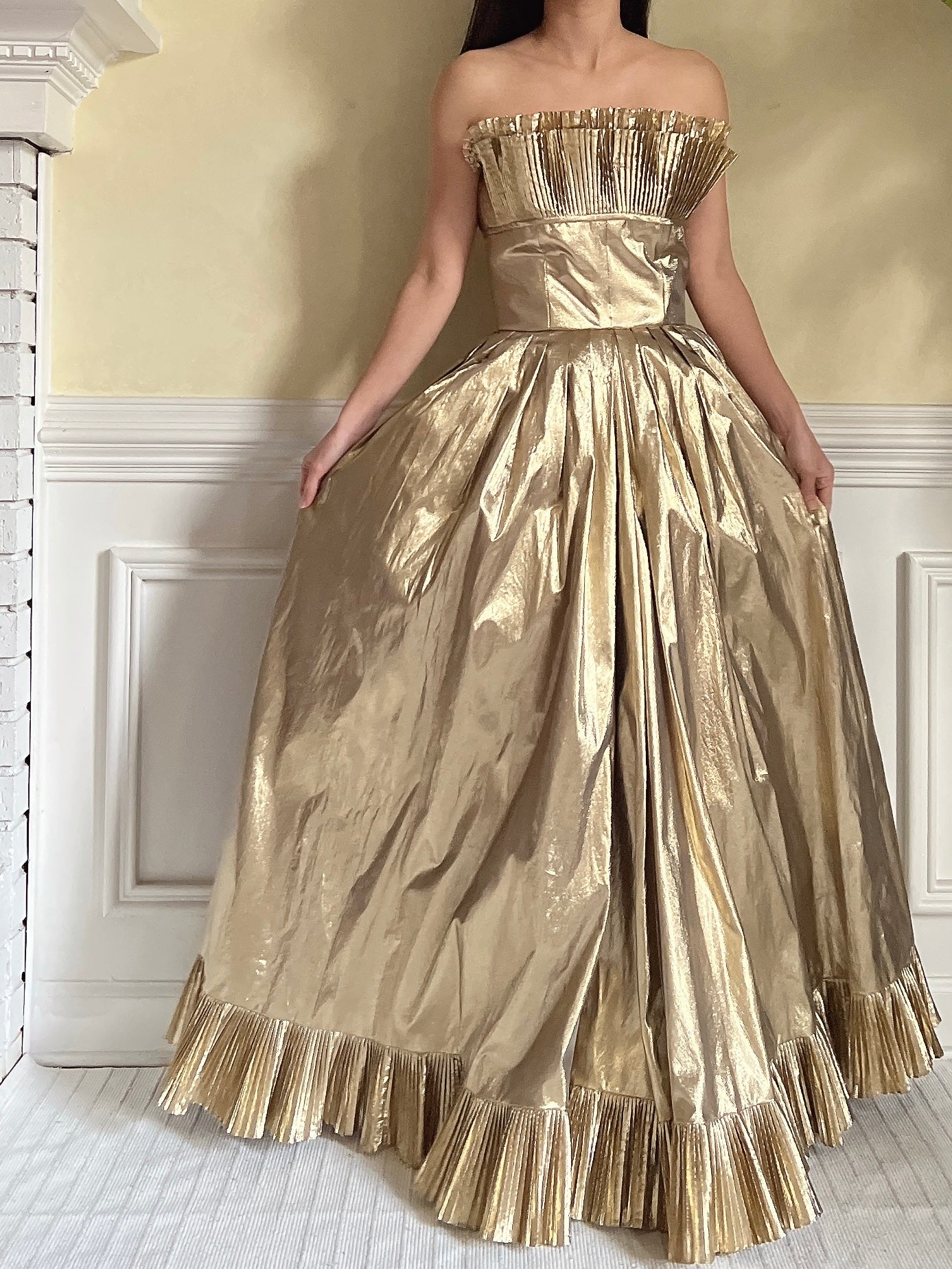 Vintage Victor Costa Gold Lurex Gown - XS/2