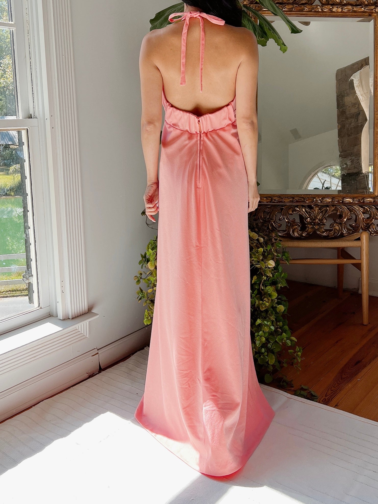 1960s Coral Jersey Halter Dress - S | G O S S A M E R 1960s Coral Jersey Halter Dress - S | G O S S A M E R