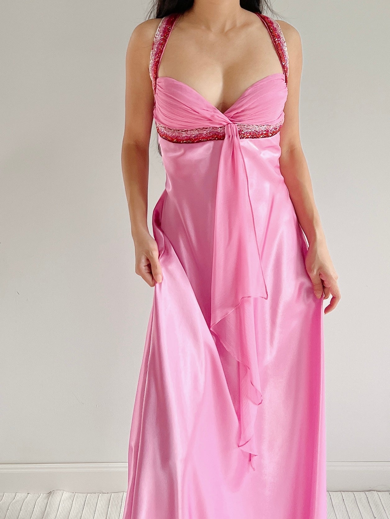 Y2K Hot Pink Satin Gown - M
