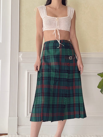 Vintage Wool Plaid Skirt - XS