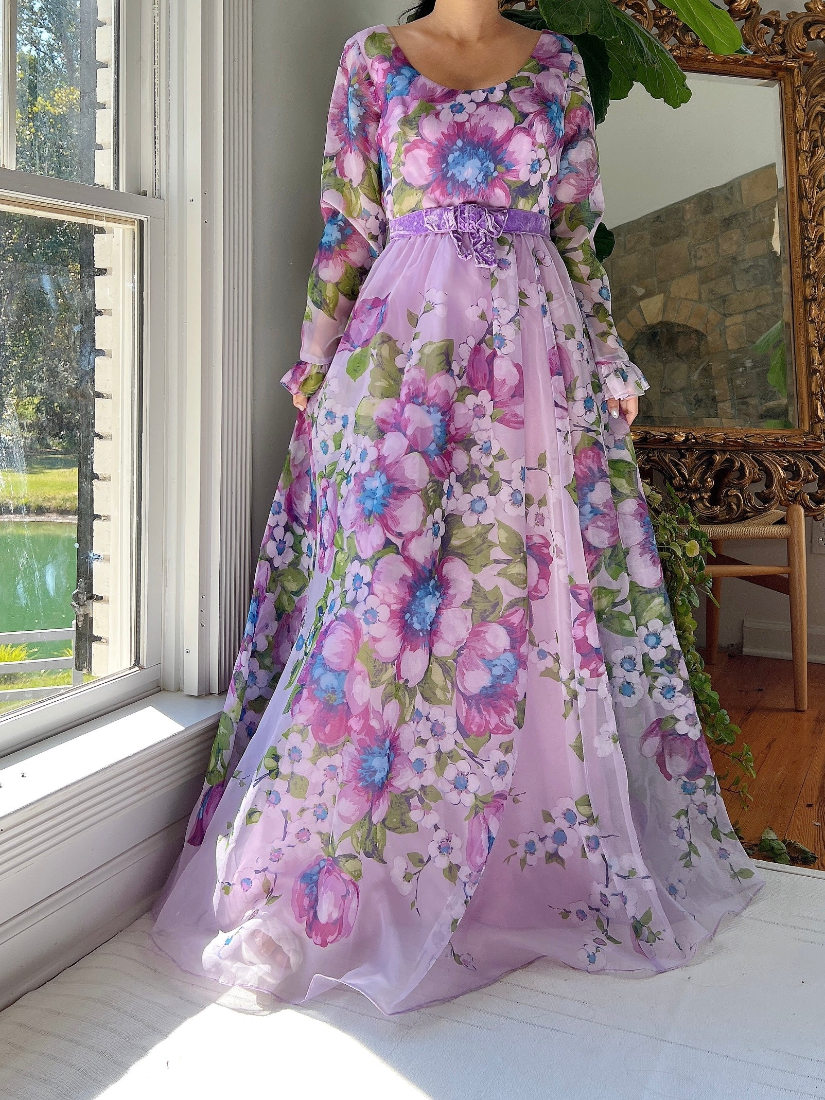 Vintage Nylon Chiffon Floral Dress - S | G O S S A M E R Vintage Nylon Chiffon Floral Dress - S | G O S S A M E R