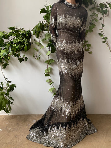J. Mendel Silk Sequined Beaded Gown - M/8