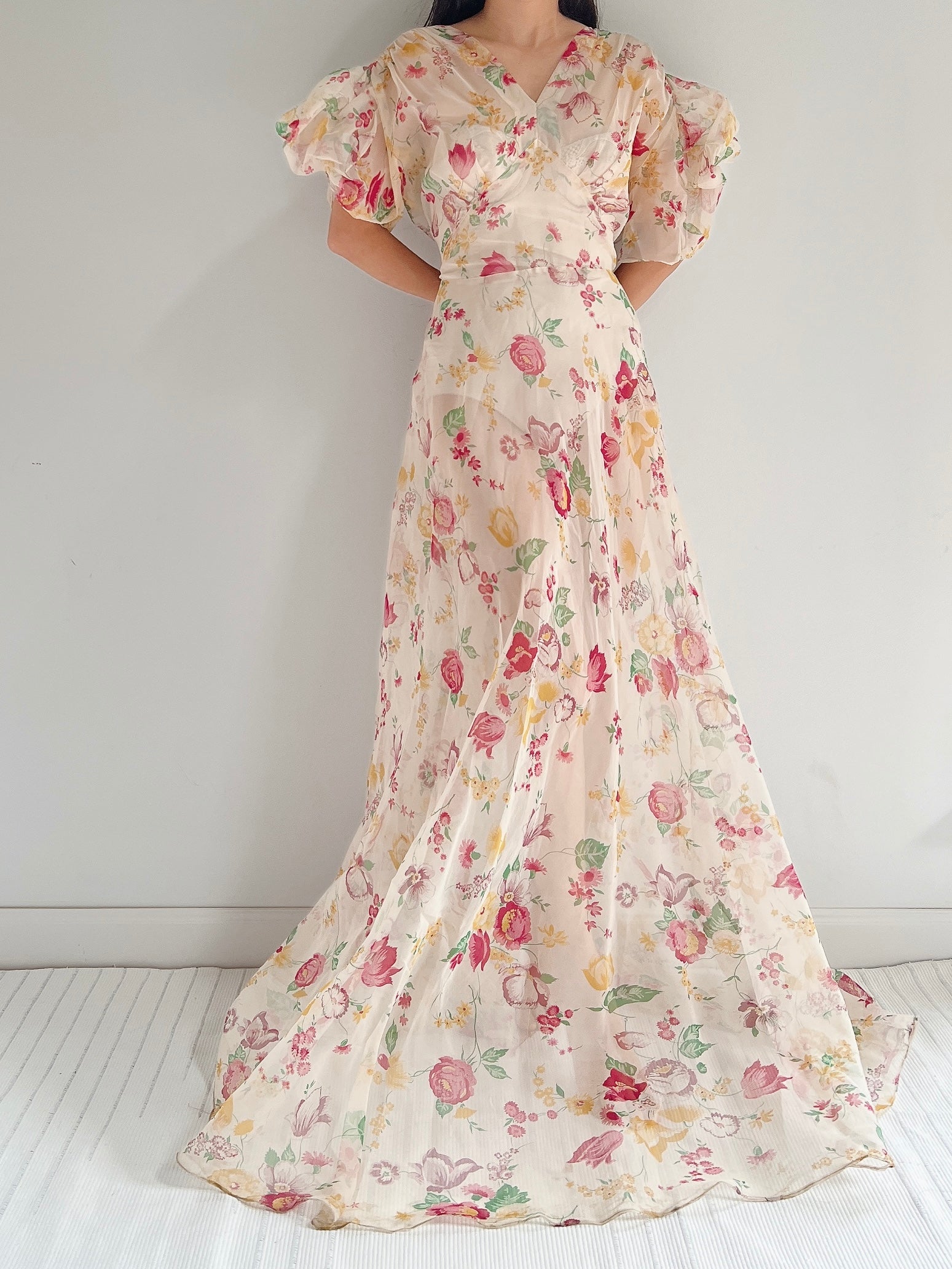 1930s Organza Floral Dress