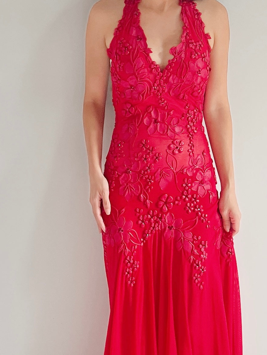 Vintage Red Ema Savahl Painted Gown - S-M