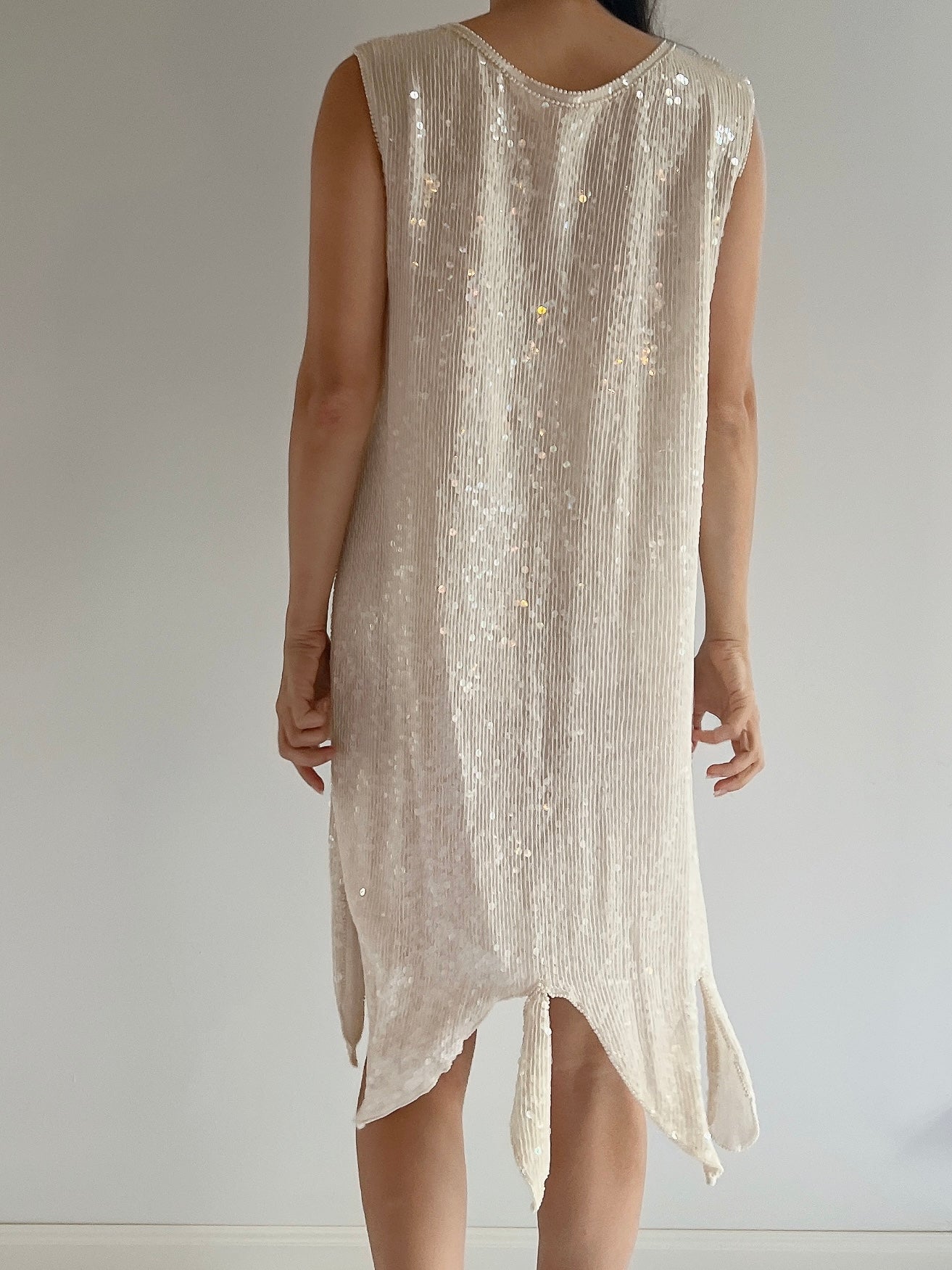 1980s Silk Sequins Dress - M