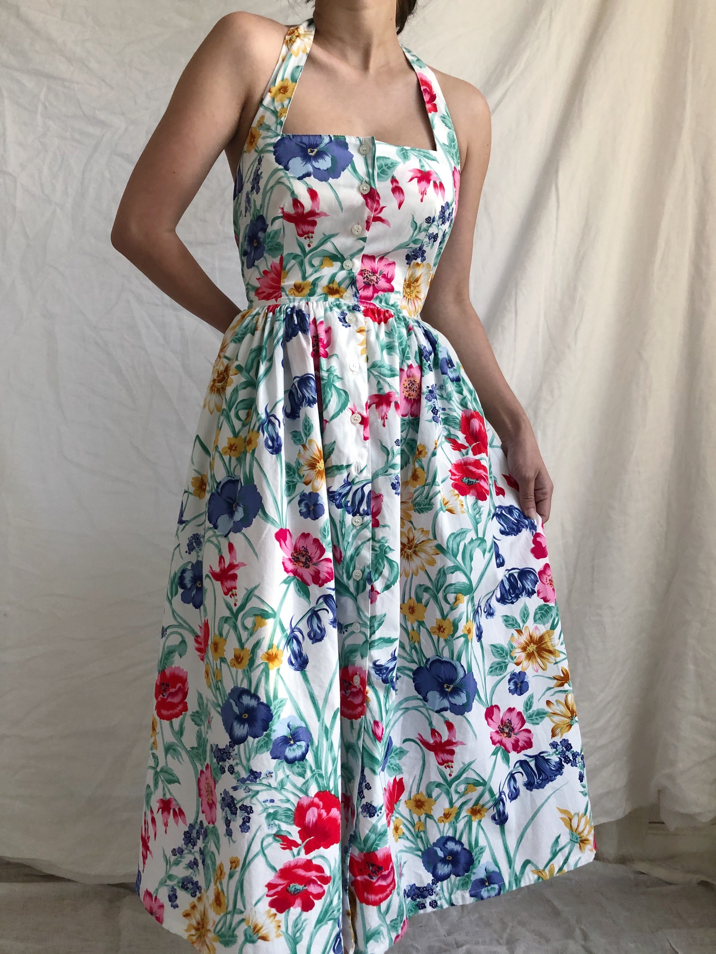 1980s Cotton Floral Dress - S | G O S S A M E R 1980s Cotton Floral Dress - S | G O S S A M E R