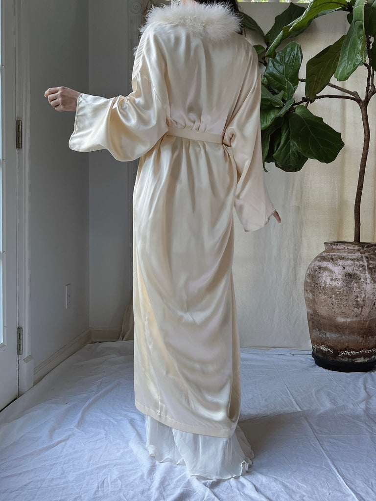 Collar Robe Vintage Silk Feather Collar Robe - OSFM | G O S S A M E R