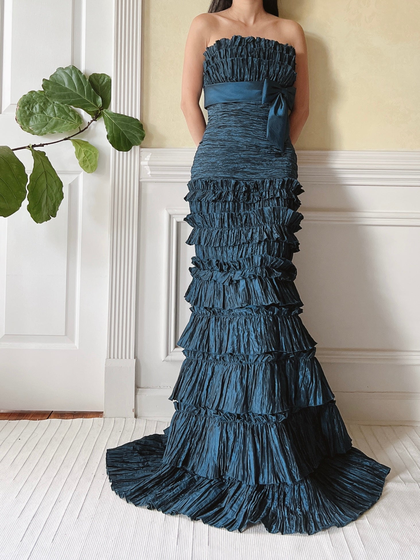 Vintage Dusty Blue Ruffle Dress - M | G O S S A M E R Vintage Dusty Blue Ruffle Dress - M | G O S S A M E R