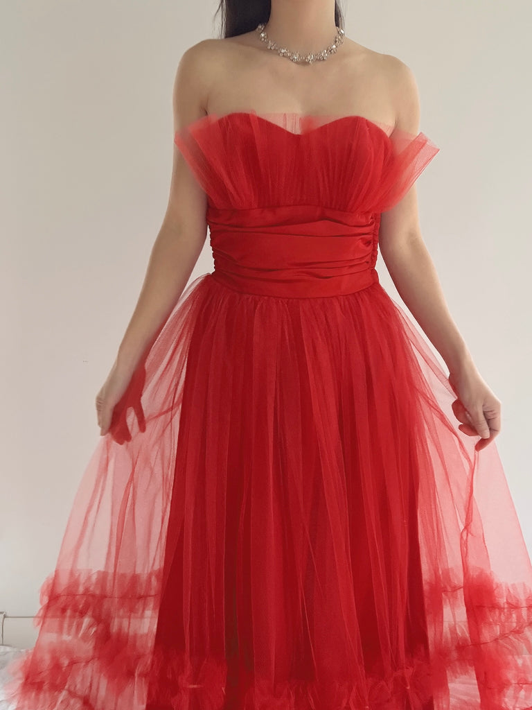 1950s Red Tulle Dress